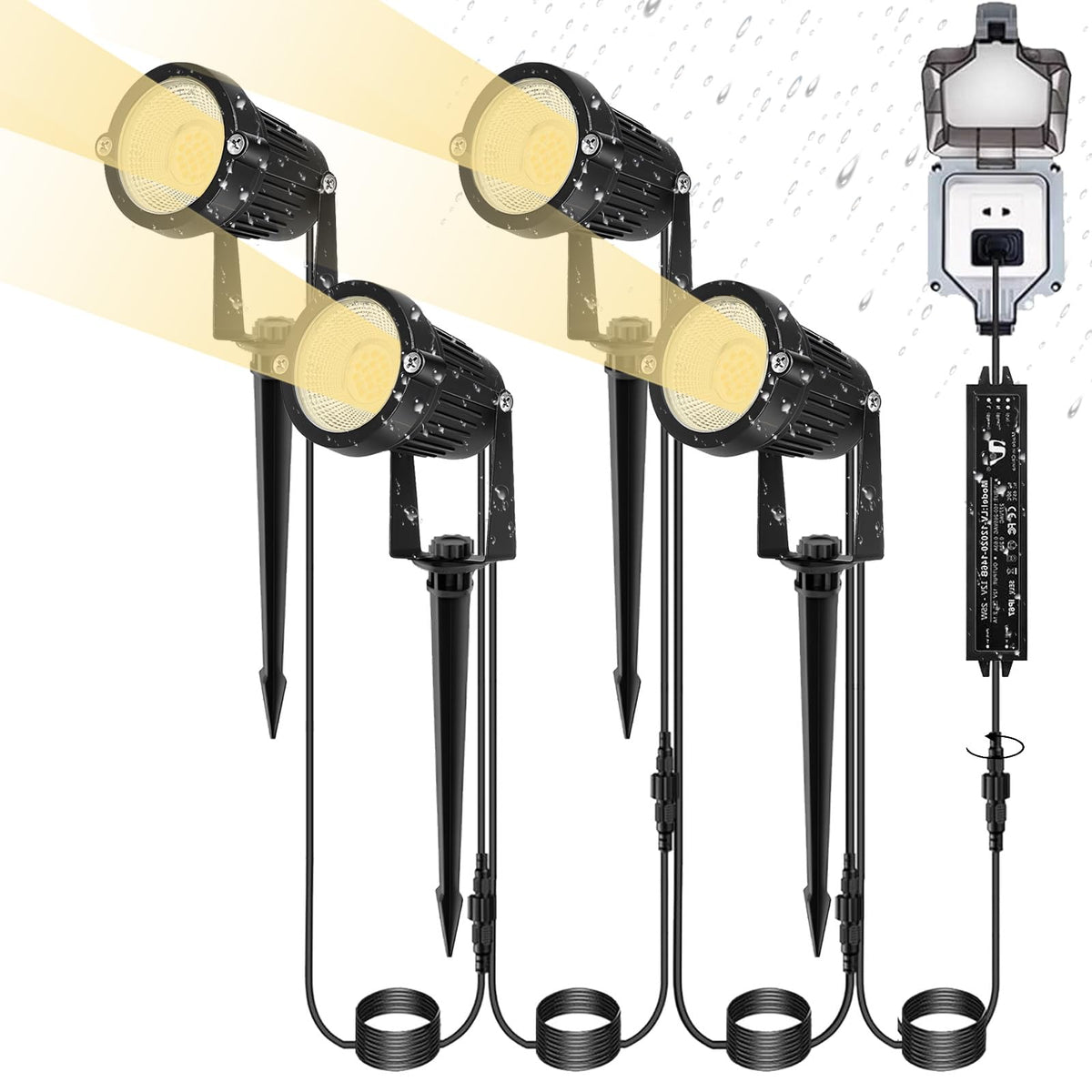 Low Voltage Landscape Lighting, 12V Led Outdoor Landscape Spotlights Outside Graden Pathway Lights, Plug In Spot Lights With Wat