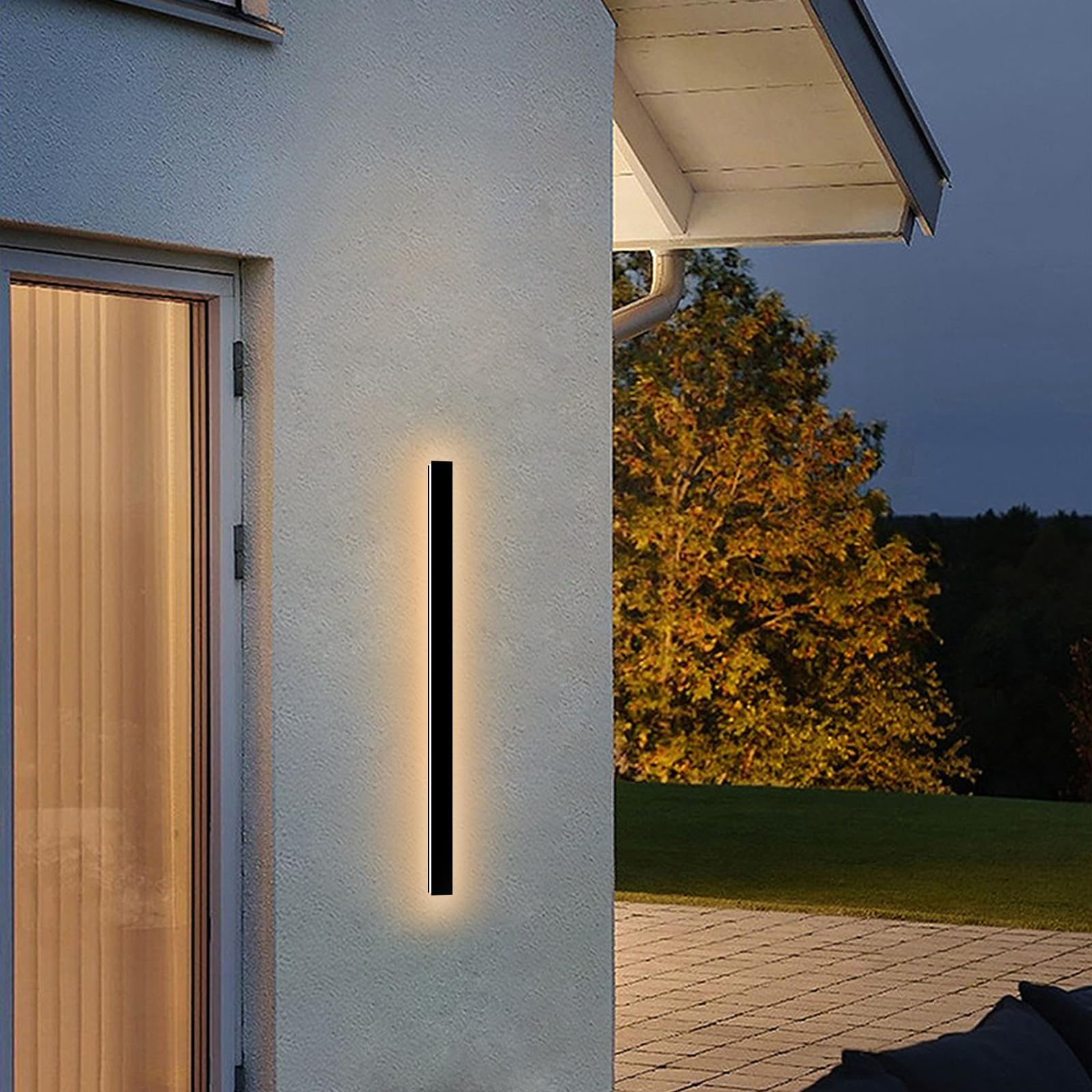 NKJORTPPL 31.5Inch Modern Outdoor Wall Lights for House, Black Outside LED Linear Wall Sconce Light Fixture, Exterior Porch & Pa