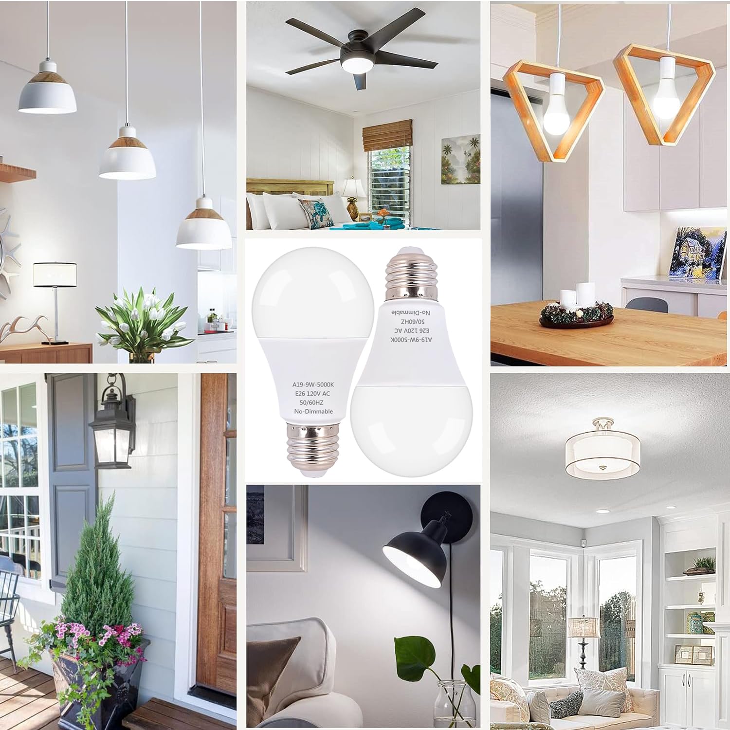 Zwwyvv Led Light Bulb,A19 60 Watt Equivalent, Energy Efficient 9W,800 Lumens, Daylight White 5000K, Non-Dimmable, Long Lifetime,