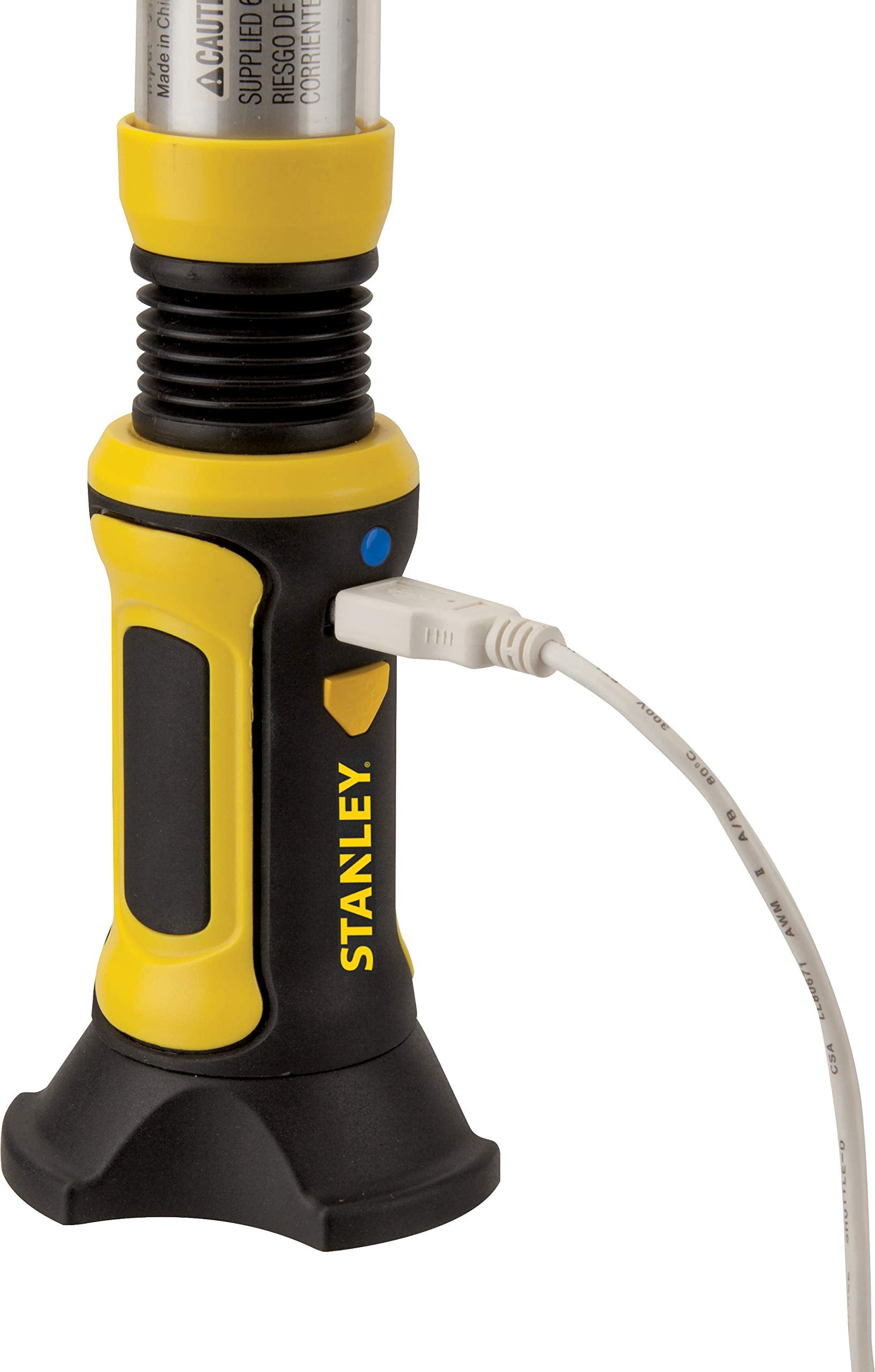 STANLEY BFLIUS Rechargeable 500 Lumen Lithium Ion LED Work Light with Magnetic Flexible Base, USB Power Charger, Swivel Carabine