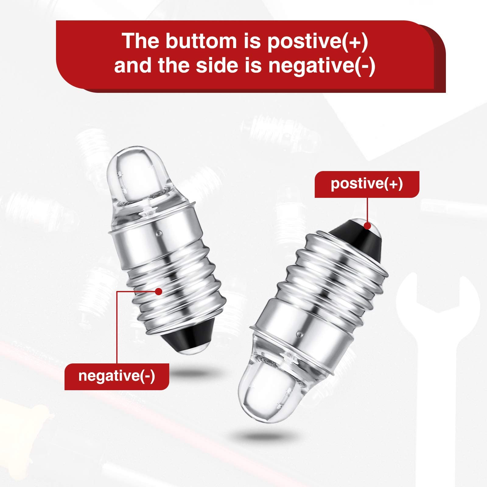Honoson 10 Pieces E10 Led Bulbs 3 Volt Miniature Flashlight E10 Replacement Bulbs Mini Lamps Cool White