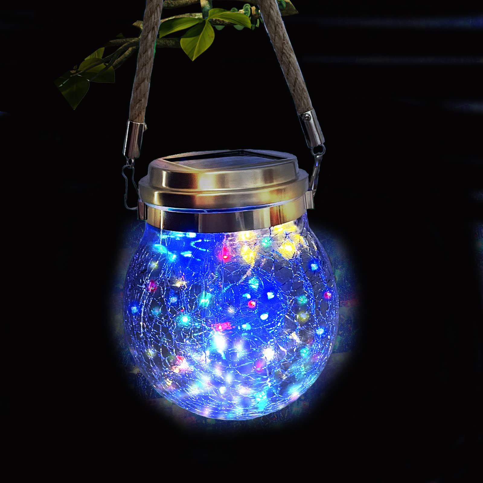 Hanging Outdoor Solar Lights VGE 30LED Splited Glass Ball Decorative Lights Solar Powered Waterproof Landscape with Handle for Tree Yard Garden Patio Fence Holiday Decor(Multicolor)