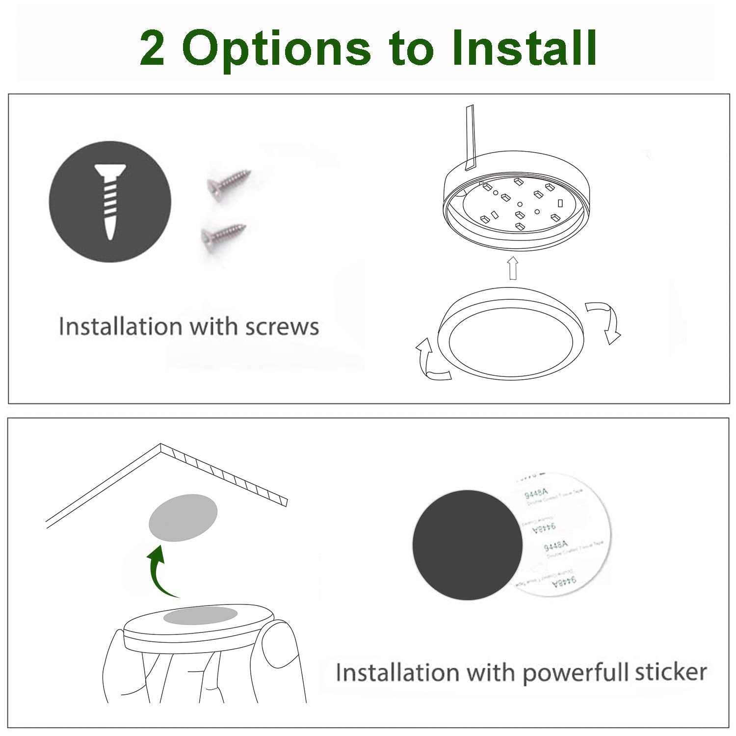 Aiboo Under Cabinet Led Black Cover Puck Lighting Kit With Touch Dimmer Switch For Kitchen Cupboard Closet Lighting (6 Lights,Warm White)