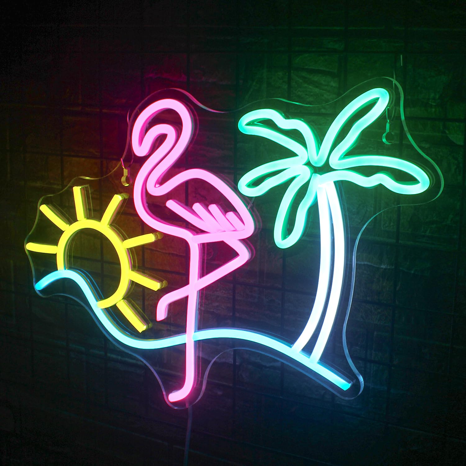 JURONG Flamingo Neon Light Sign, Dimmable LED Wall Decor, USB Powered, Colorful Acrylic for Home, Bar, Restaurant, Party