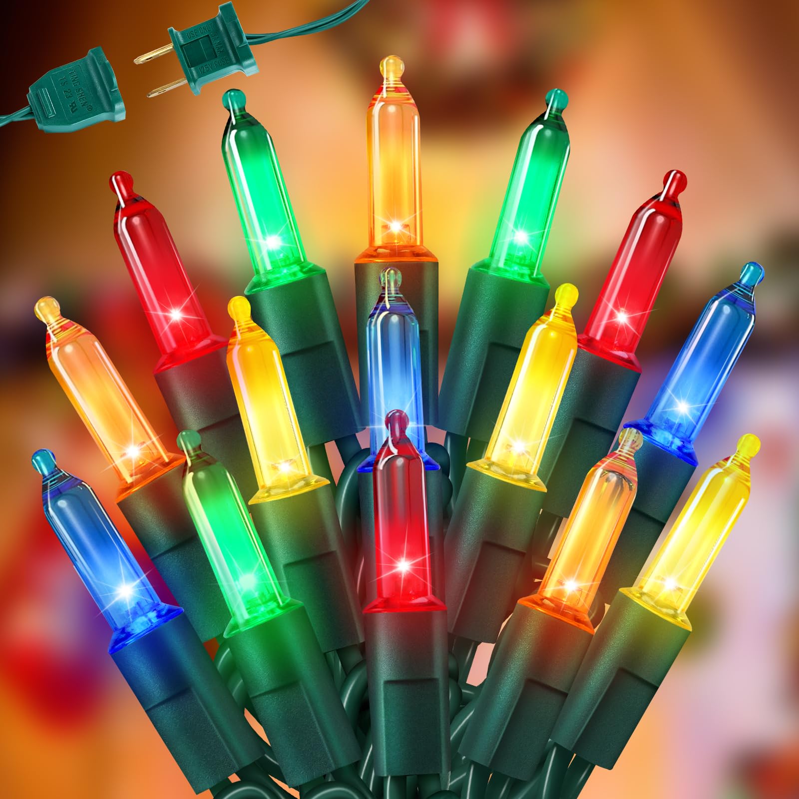 LED Mini Christmas Lights, 33FT 120 Count Multicolor Christmas Tree Lights with Green Wire, UL Certified Commercial Grade for Xm