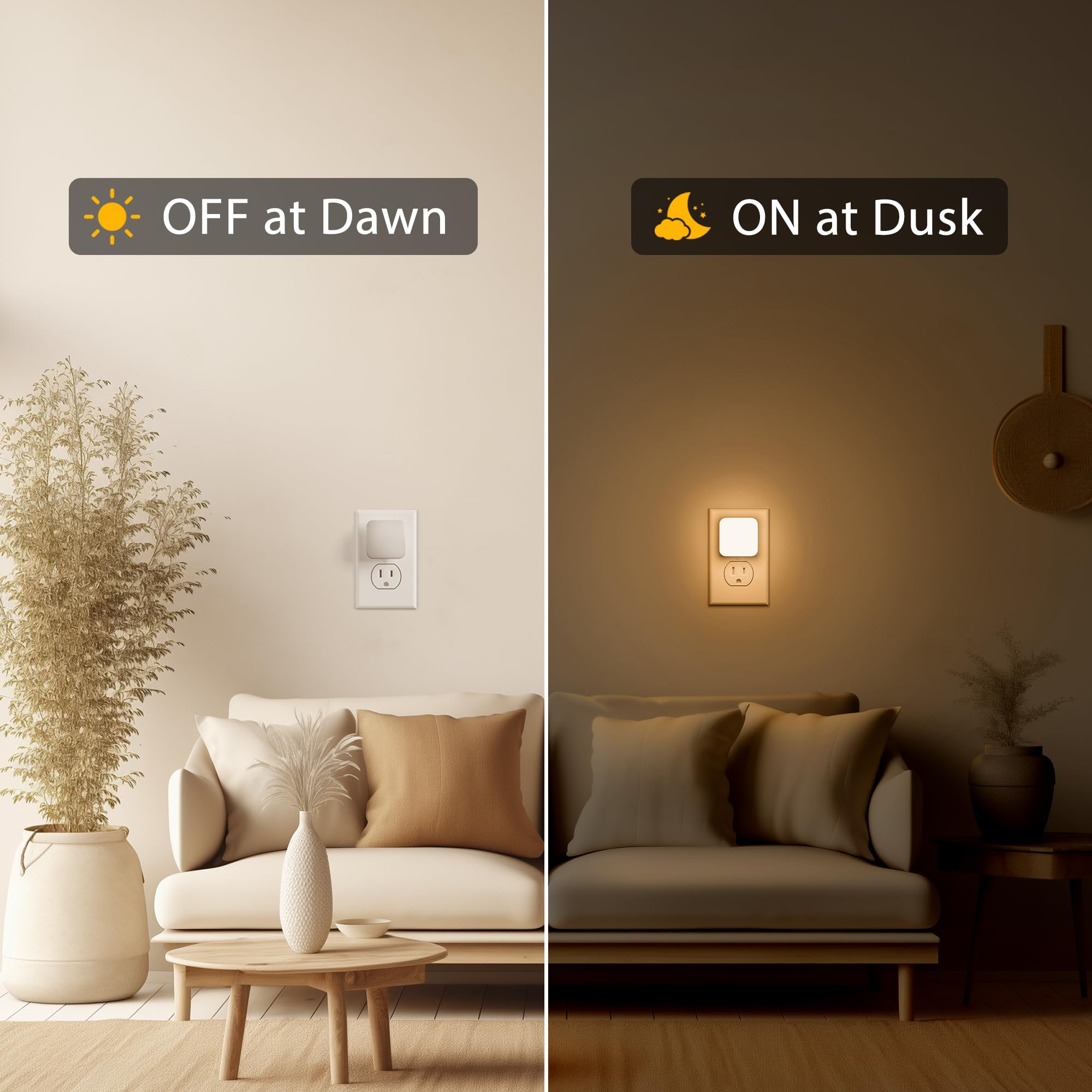 Briignite LED Night Light, Dusk to Dawn Sensor, 0.3W, 2 Pack, Cream, Model BRGY10402UK-2, Plastic