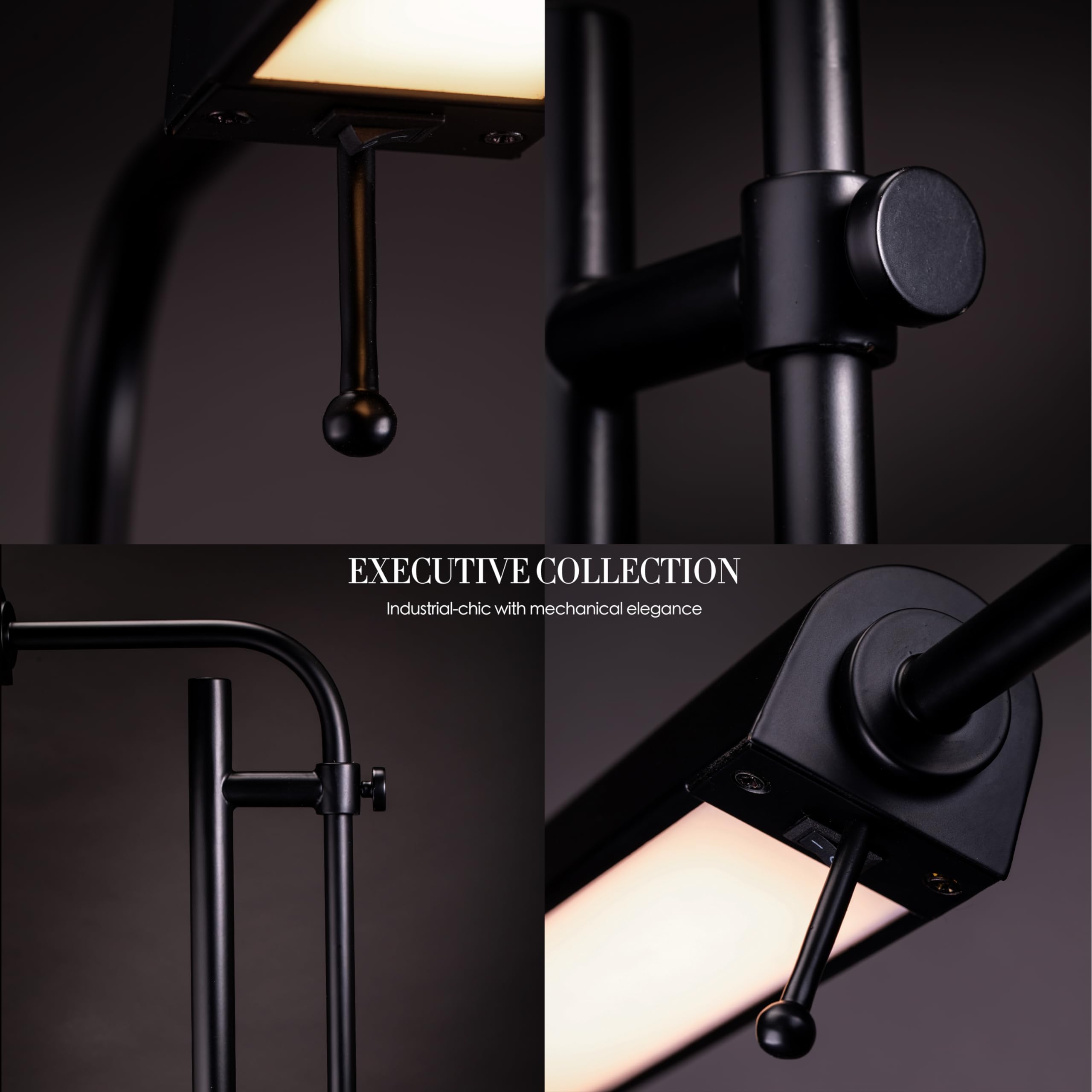 OBright Cedric Adjustable Pharmacy Floor Lamp - Industrial Design, 10W Led, Height 45-61, Black, Model Obe-Fl25H
