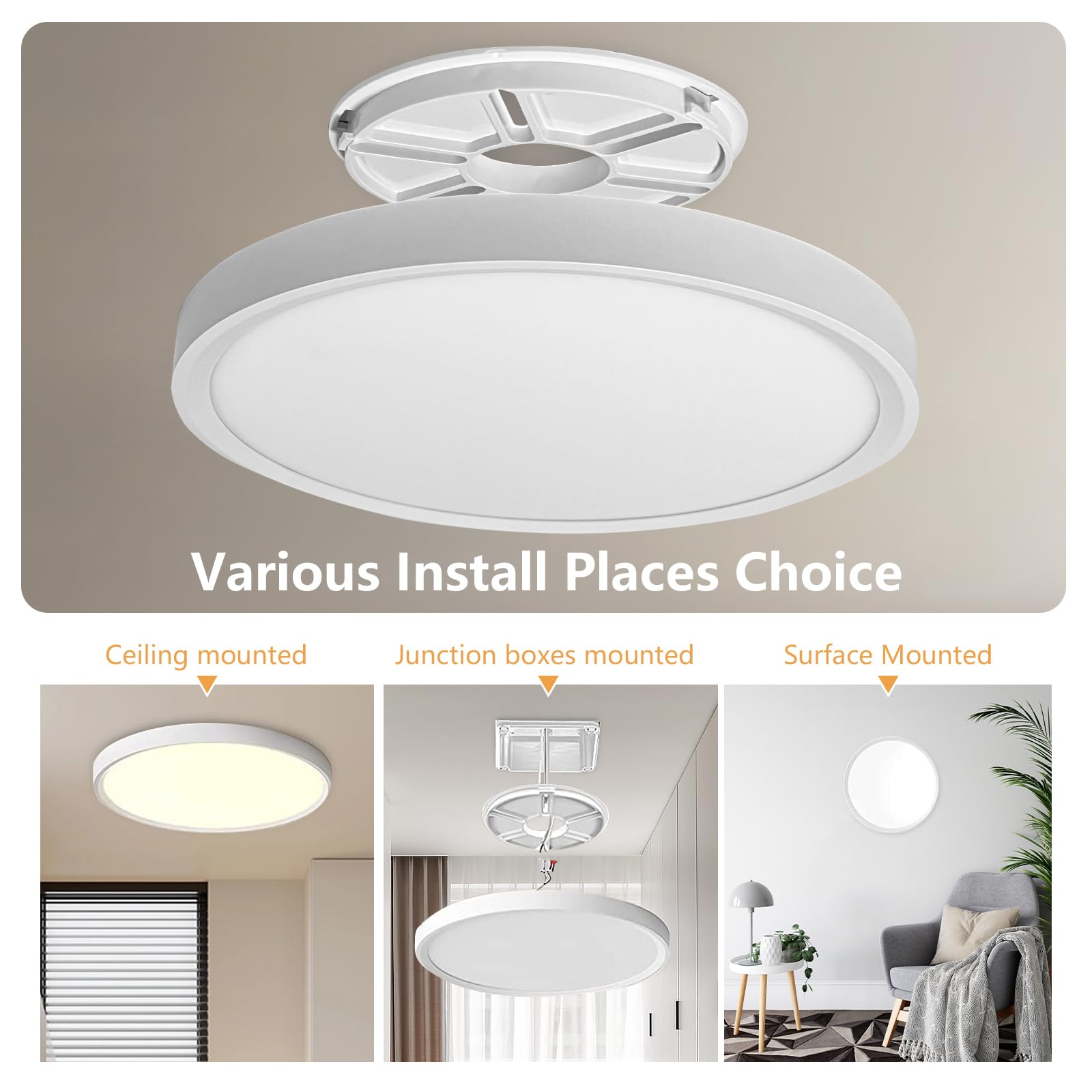 OFFIY 12 Inch LED Flush Mount Ceiling Light, 24W, 2520LM, CCT Selectable, White, 6PK, Model FY101-D30025W-DF