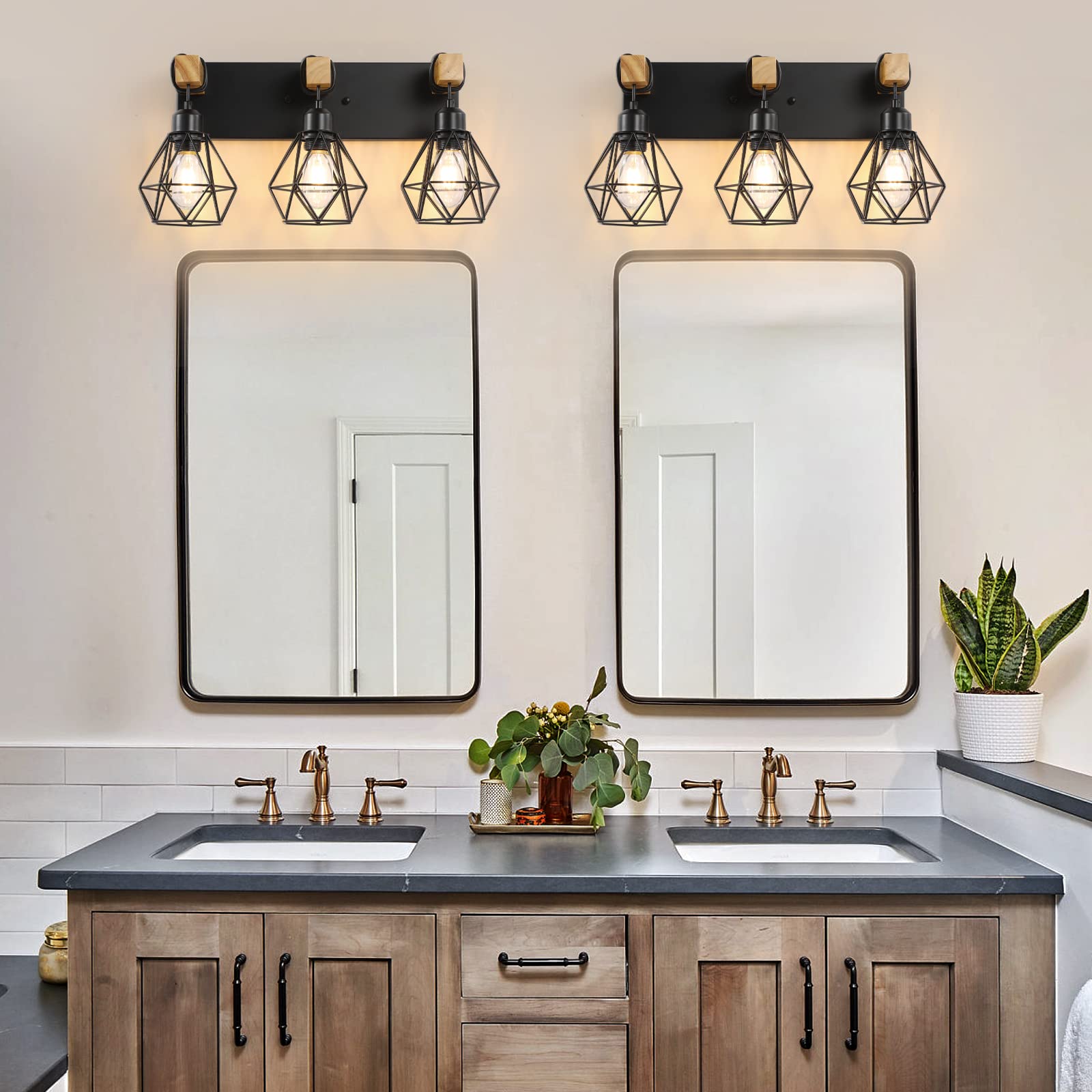 Maesta 3-Light Farmhouse Bathroom Vanity Light Fixture, Black Metal Rustic Sconces for Living Room, Bedroom, Hallway, Model A021