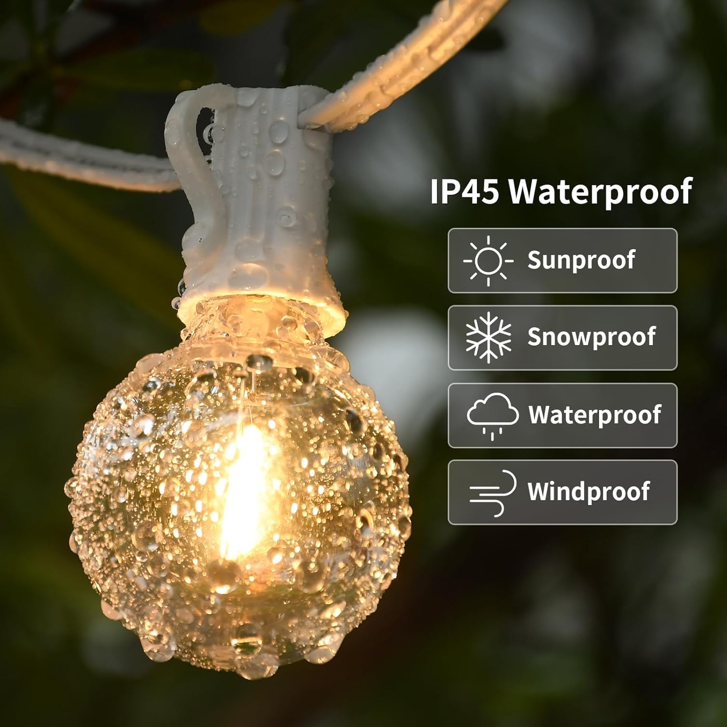 Arbrac 100FT 2-Pack Outdoor Festoon Lights, Waterproof, Dimmable LED Globe, Shatterproof, White, for Backyard, Porch, Garden