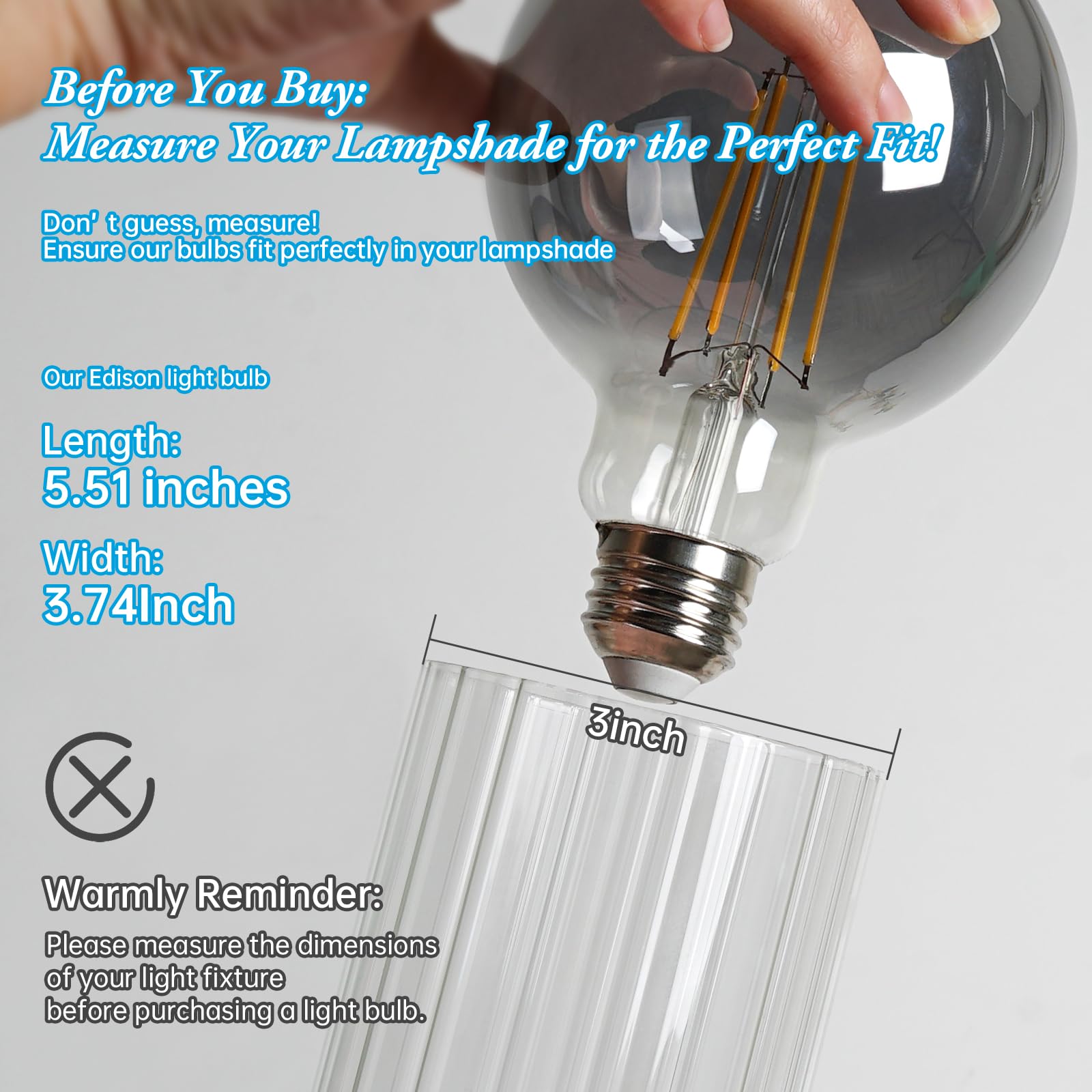 Brighfivey Smoke Led Globe Light Bulbs, 60 Watt Light Bulbs Soft White, 6W Led Light Bulbs, 2700K Warm White, 500 Lumen E26 Stan