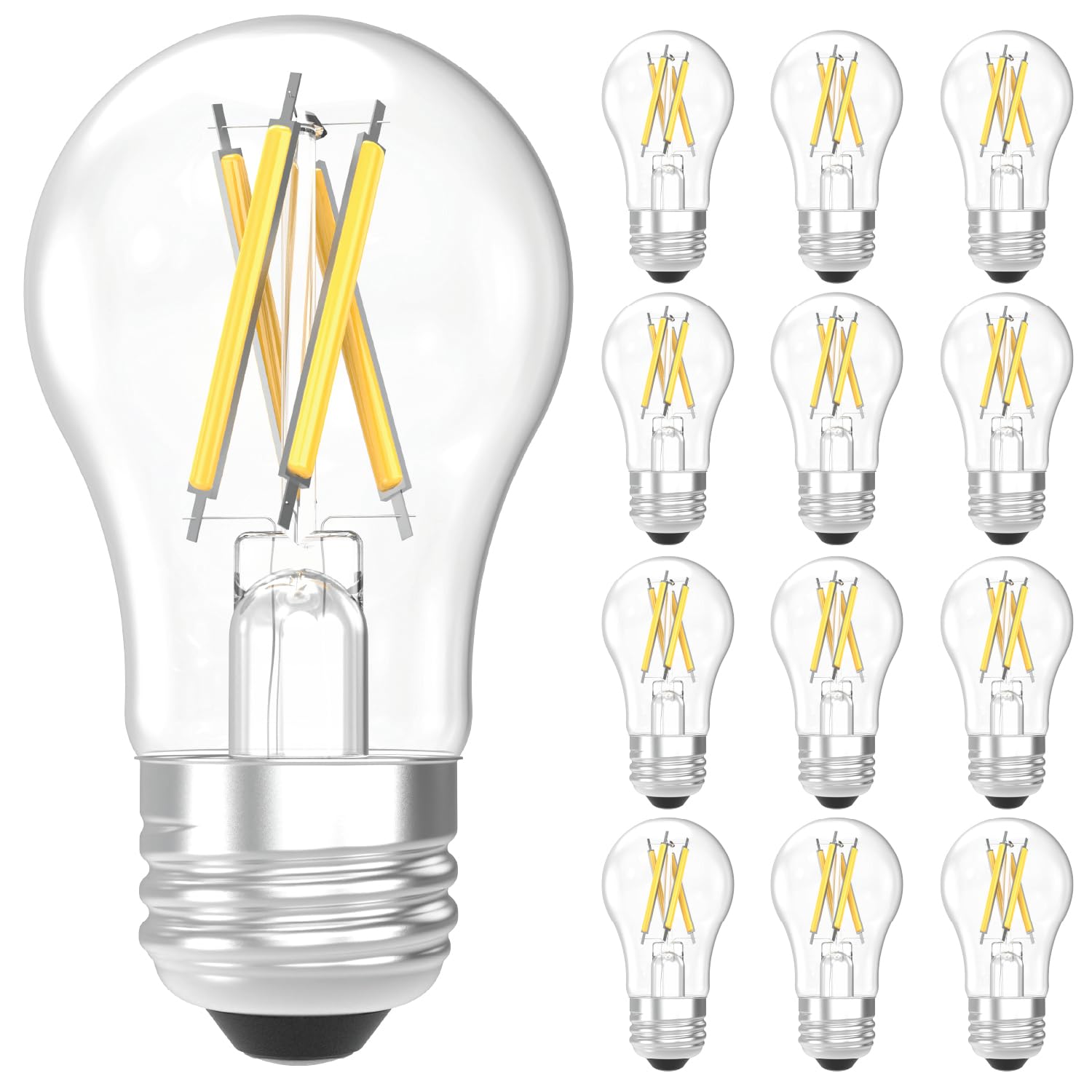 Sunco 12 Pack A15 Light Bulb Led, Edison Style Bulb, Dimmable Vintage Filament Lighting, 800 Lm, 7W (60W Equivalent), 2700K Soft