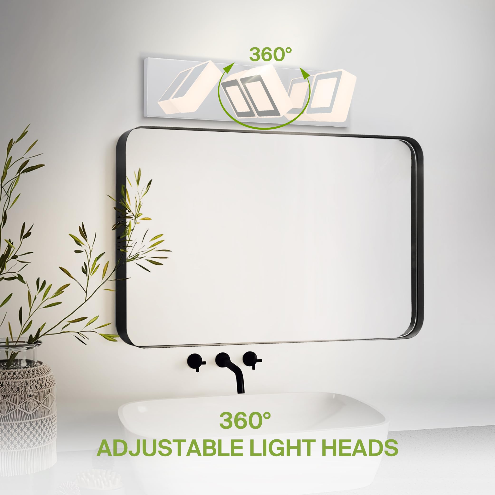 ASD LED Bathroom Vanity Light Fixture 3-Lights 15W Dimmable Chrome Model A-LVF25M-3D15CH