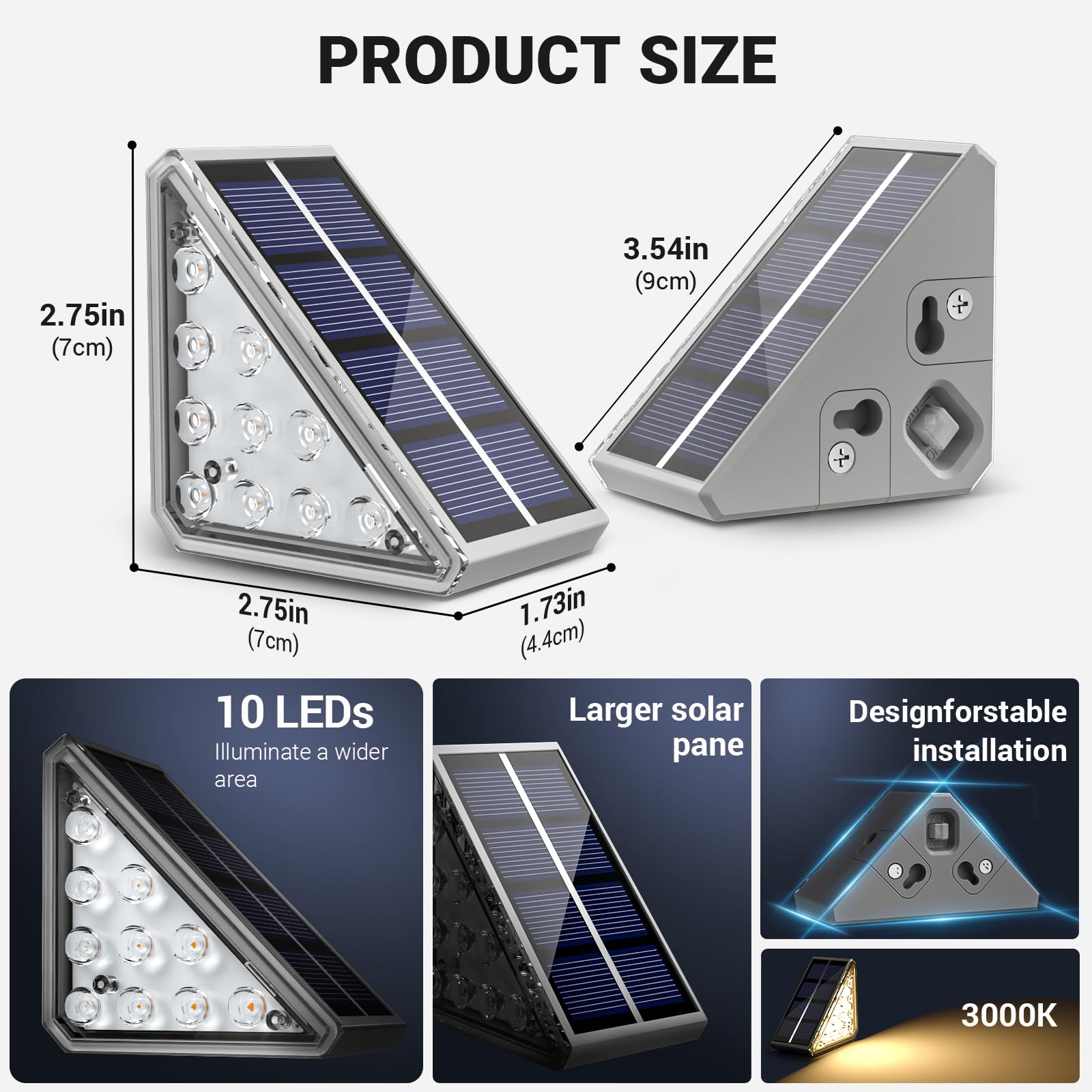 NIORSUN Solar Step Lights, 12 Pack Waterproof IP67, Warm White, Auto On/Off for Steps, Patio, Yard, Porch, Model ABE110-G