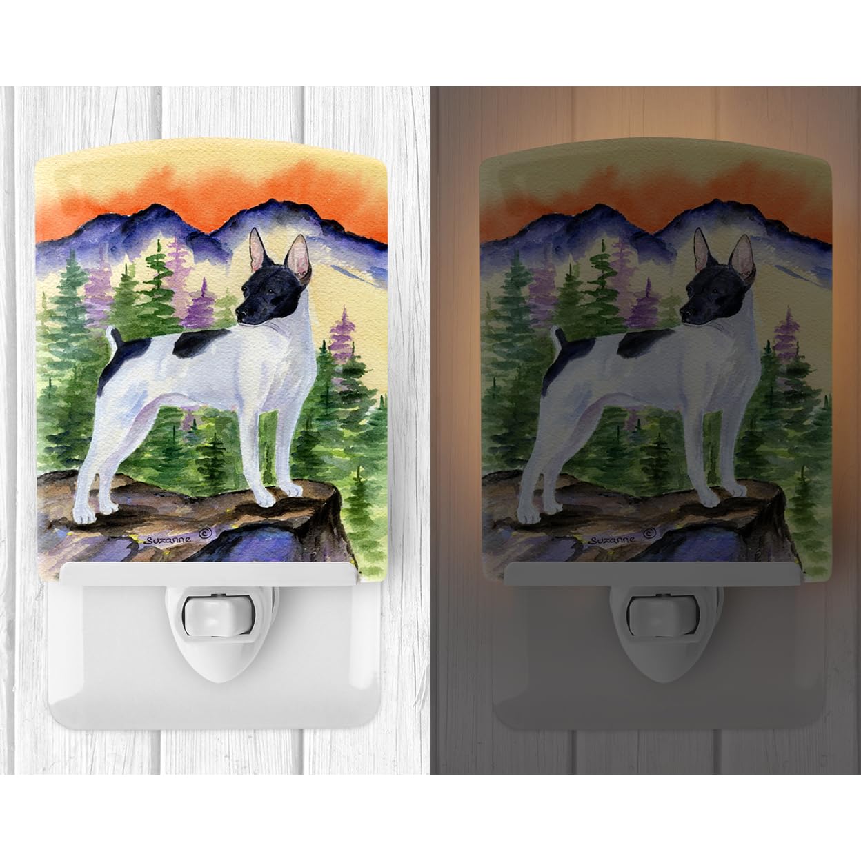 Caroline'S Treasures Ss8224Cnl Rat Terrier Ceramic Night Light Compact, Ul-Certified, Ideal For Bedroom, Bathroom, Nursery, Hallway, Kitchen, 6X4X3, Multicolor
