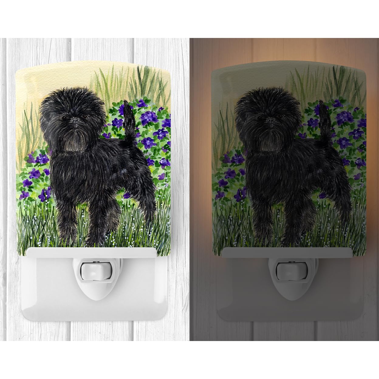 Caroline'S Treasures Ss8151Cnl Affenpinscher Ceramic Night Light Compact, Ul-Certified, Ideal For Bedroom, Bathroom, Nursery, Hallway, Kitchen, 6X4X3, Multicolor