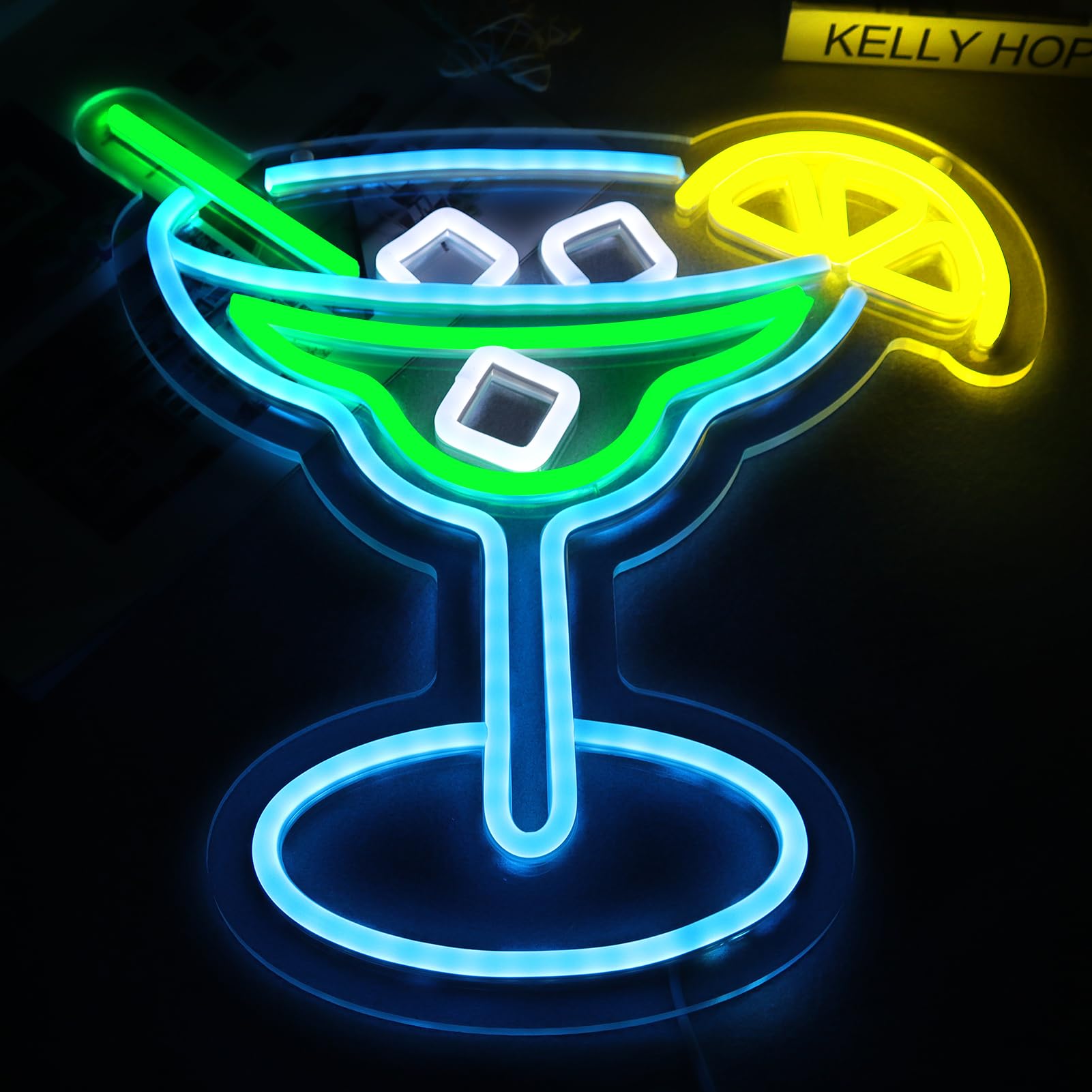 JFLLamp Neon Cocktail Sign - 8" Acrylic LED Wall Decor for Bedroom, Bar, Pub - Colorful Man Cave Art - Model NS-Cocktail 001