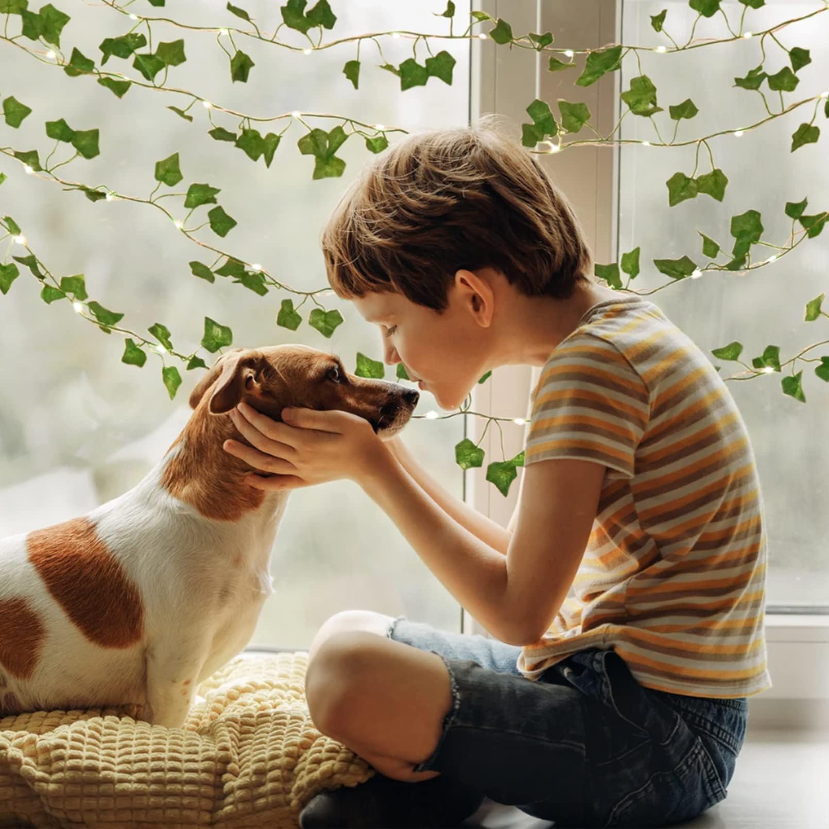 Nwlight 2 Pack 6.56 Ft Vine Lights Green Ivy Vines String Lights Battery Operated, 80 Leds Battery Powered Artifical Garland Plant Leaves With Lights For Bedroom Holiday Patio Decor (Warm White)