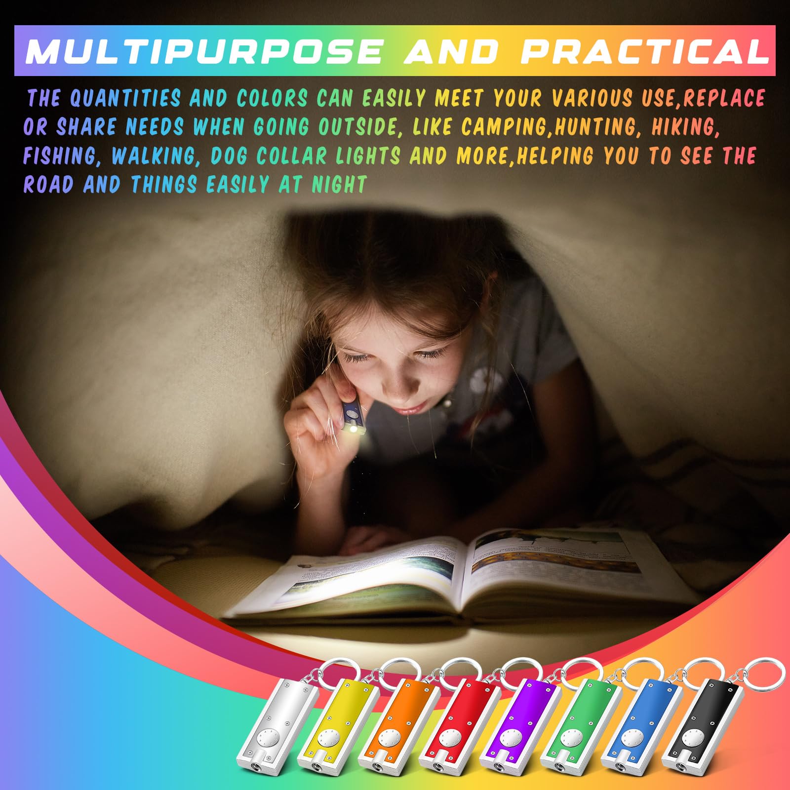 Glooglitter Mini Keychain Flashlight Led Keychain Light Bulk Small Flashlight For Outdoor Camping Hiking Equipment And Emergency Gift(Multicolor)