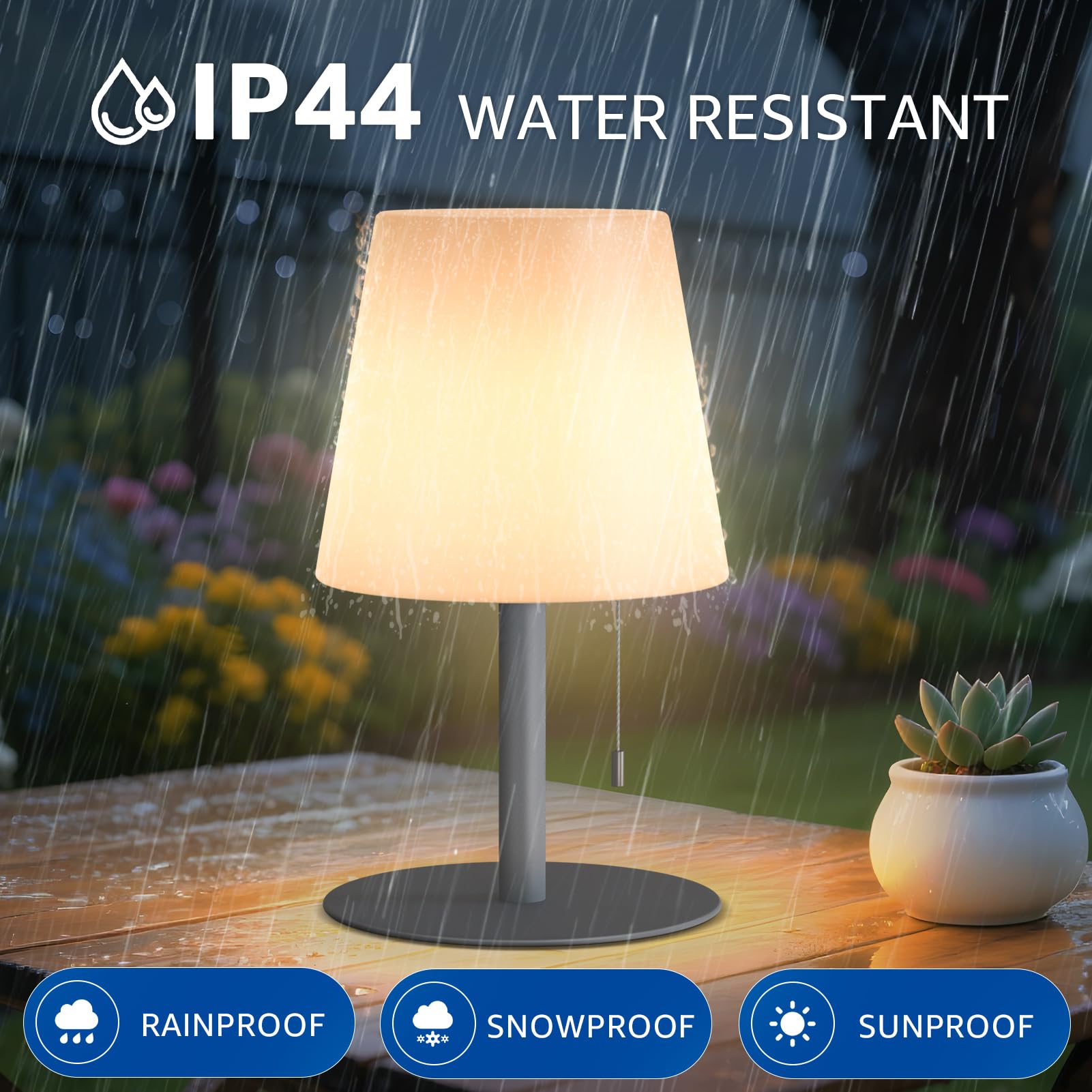 Uuffoo Shower Lamp Rechargeable Outdoor Table Lamp Cordless Warm White & Rgb Night Light For Patio  Restaurant  Camping  Bathroom Gift For Women  Mom  Grandma H9.8In (Gray)