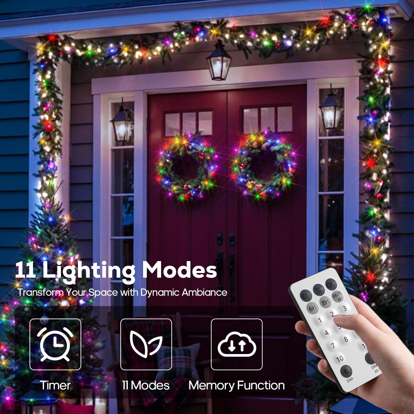 Soiarllt 600 LED Christmas Fairy String Lights, 246FT, Waterproof, Color Changing, 11 Modes, Warm White to Multicolor, Model SW006-A-600