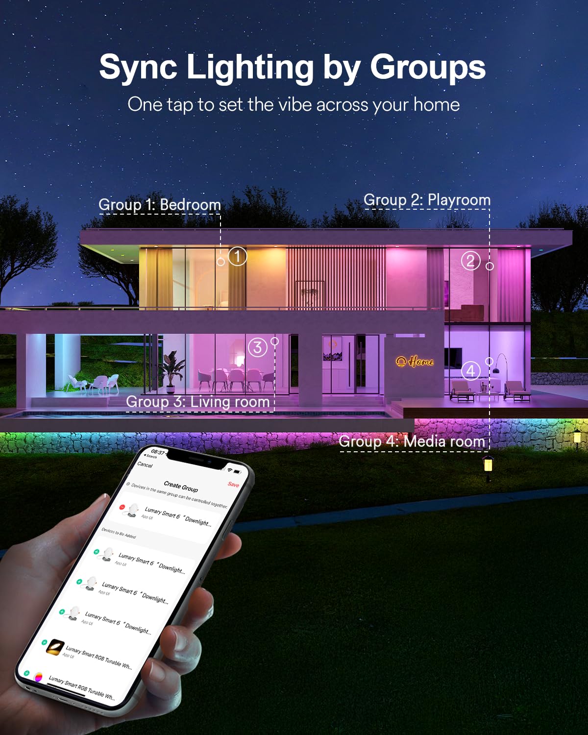 Lumary Smart Recessed Lighting 4 Inch  Color Changing Led Downlight 9W 780Lm  Wi-Fi Bluetooth Soffit Lights With J-Box  Compatible With Alexa/Google Assistant/Bt Remote  Etl Listed  1 Pack