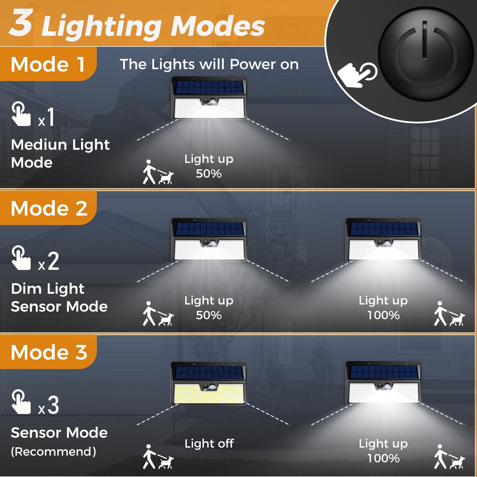 Vighep 4 Pack Solar Lights Outdoor Motion Sensor, 318 LED, Waterproof, Cool White, Model WS60, Black-Cool Light