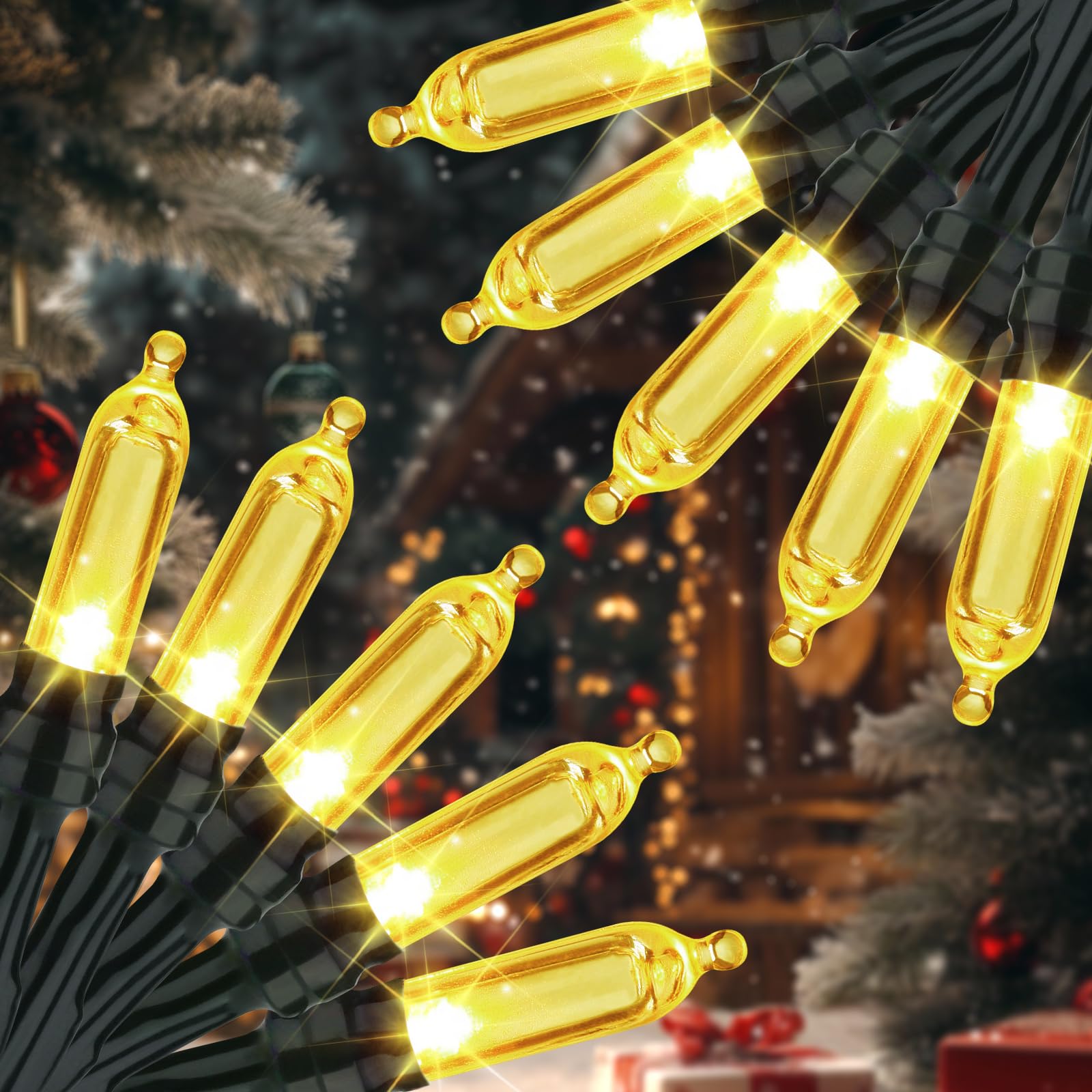 Lyhope Battery Christmas Lights  2Pack Total 66Ft 200 Led Christmas Lights Waterproof 8 Modes Battery Operated String Light For Outdoor & Indoor  Xmas Tree  Wreaths  Holiday Decoration (Warm White)