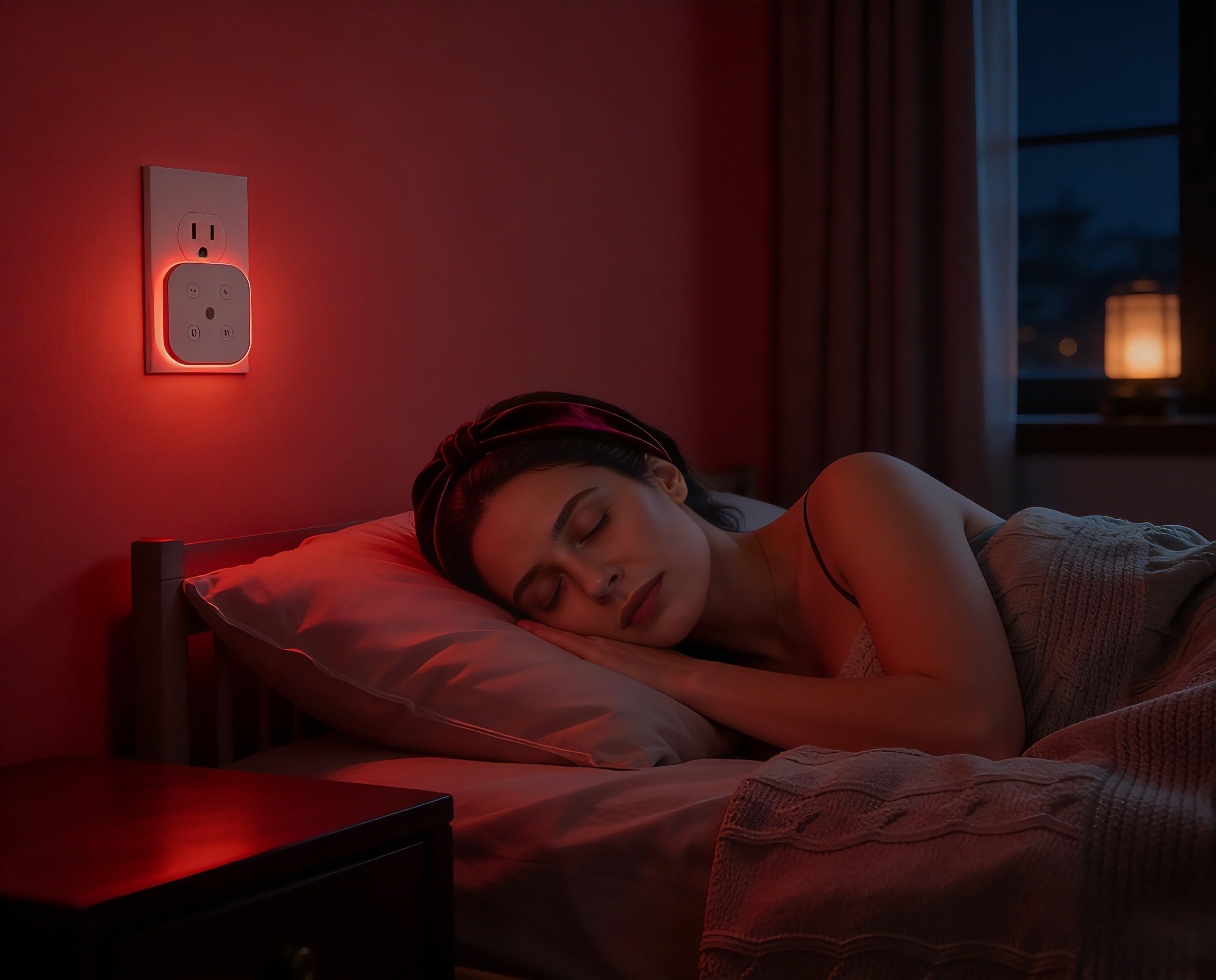 TORANKOS 2 Pack 630nm Red Sleep Light Plug in Night Light  Baby Nursery  Kids For Mature Users Sleep Light  Blue Purple Red Three Colors Night Light  Dimmable  Bedroom  Bathroom  Hallway  Kitchen