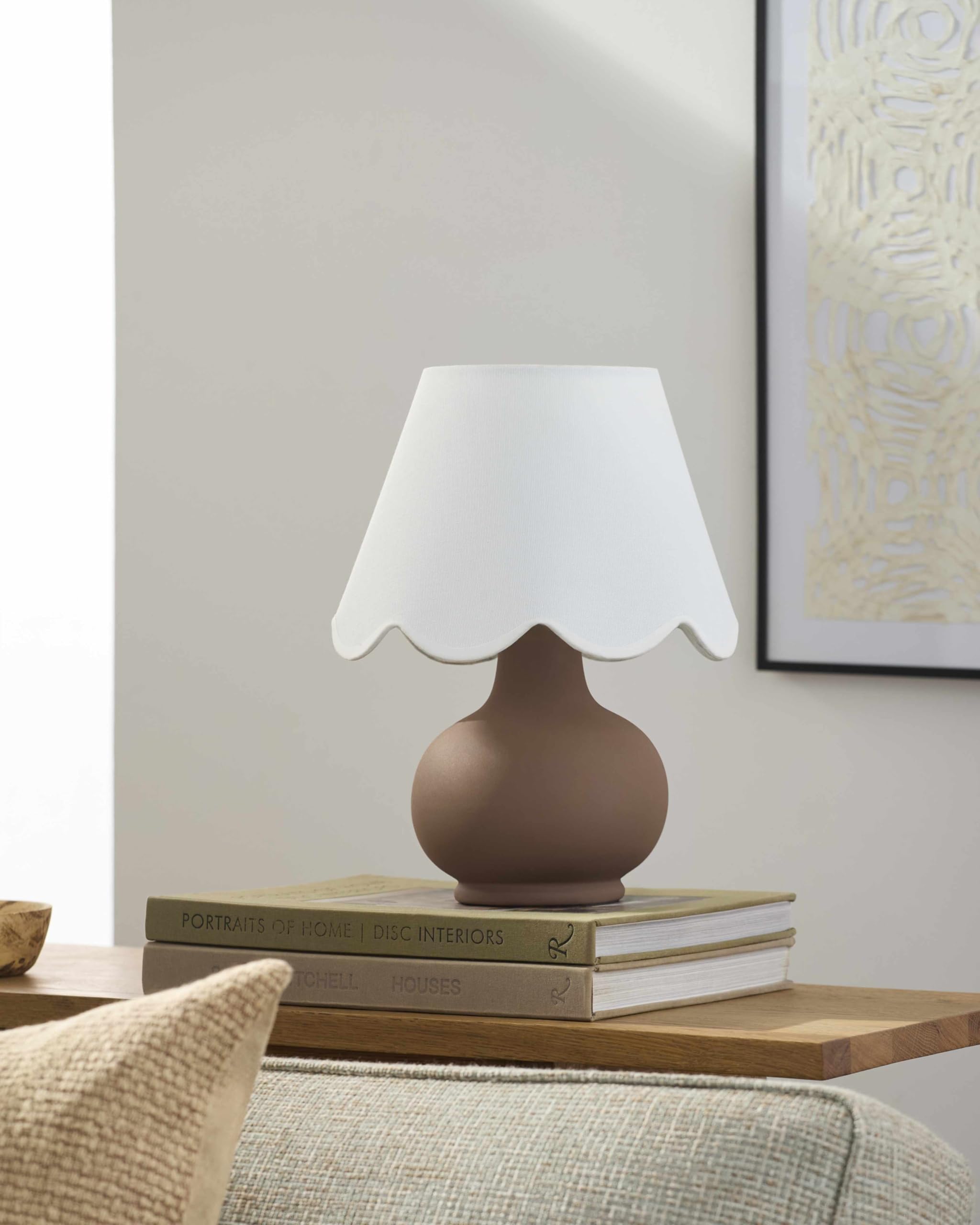 Hauteloom Table Lamp, Ceramic, 13inH x 8inW x 8inD, Dark Red and White, Model TXCHME6-065