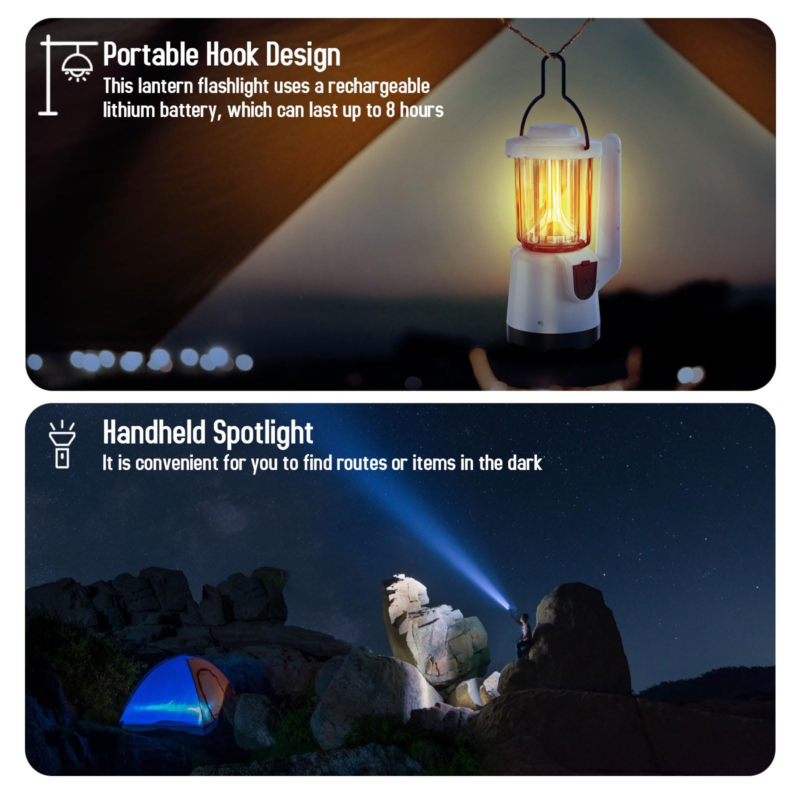 COWHERD 2-Pack Rechargeable LED Flashlight - 1200LM Super Bright, Spotlight & Lantern Modes, Waterproof, Power Bank, for Power O