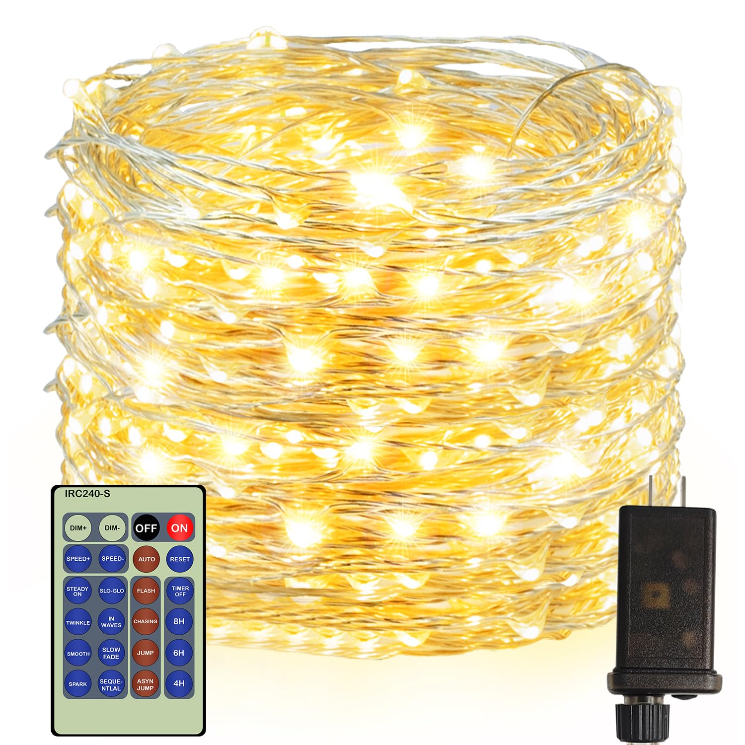 Decute Fairy String Lights 500LED Warm White Silver Wire with Remote RKP-UL120500DP-2 Indoor Outdoor Decor