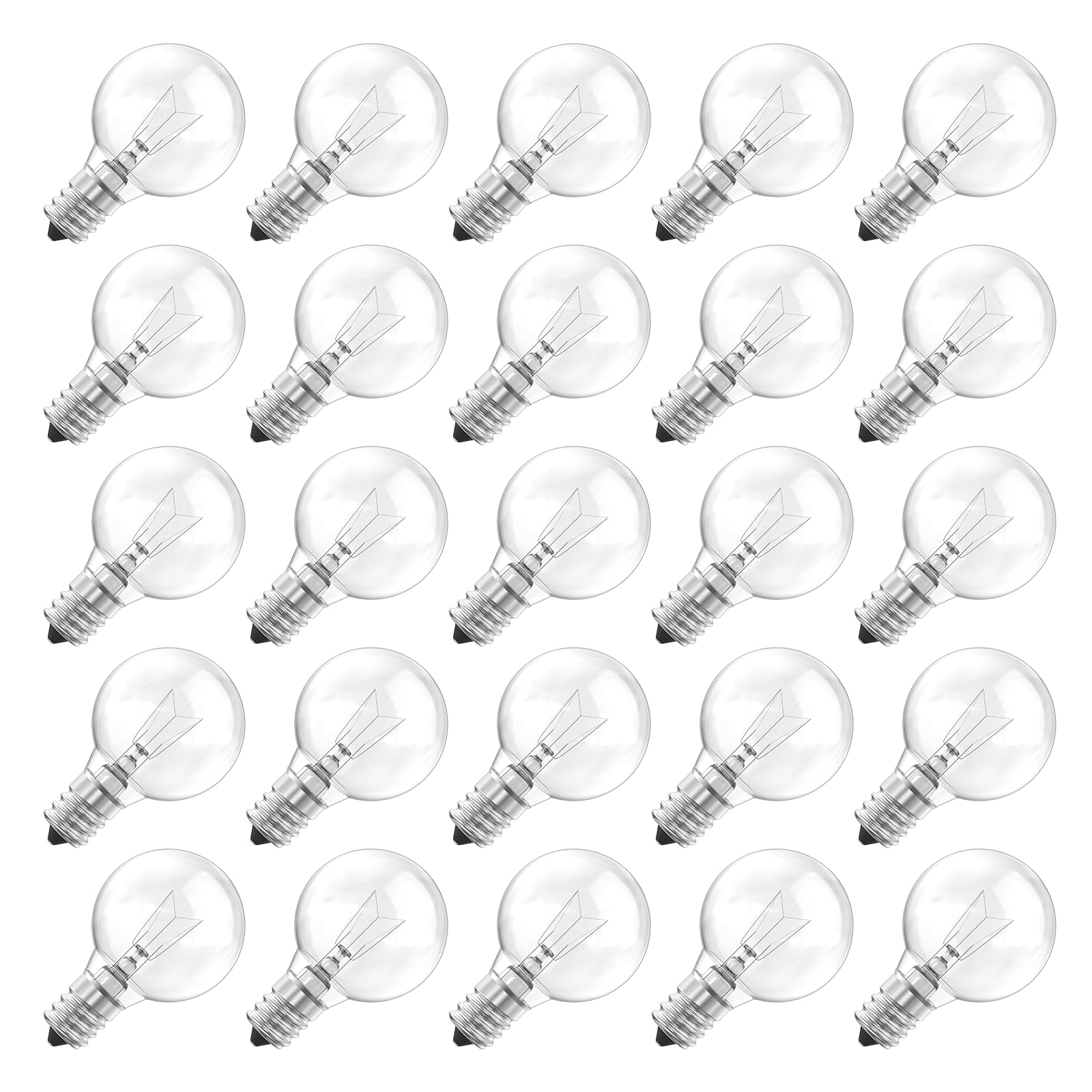 Brightown G40 Replacement Light Bulbs, Clear Glass, E12 Base, 5W, Warm White, 25 Count