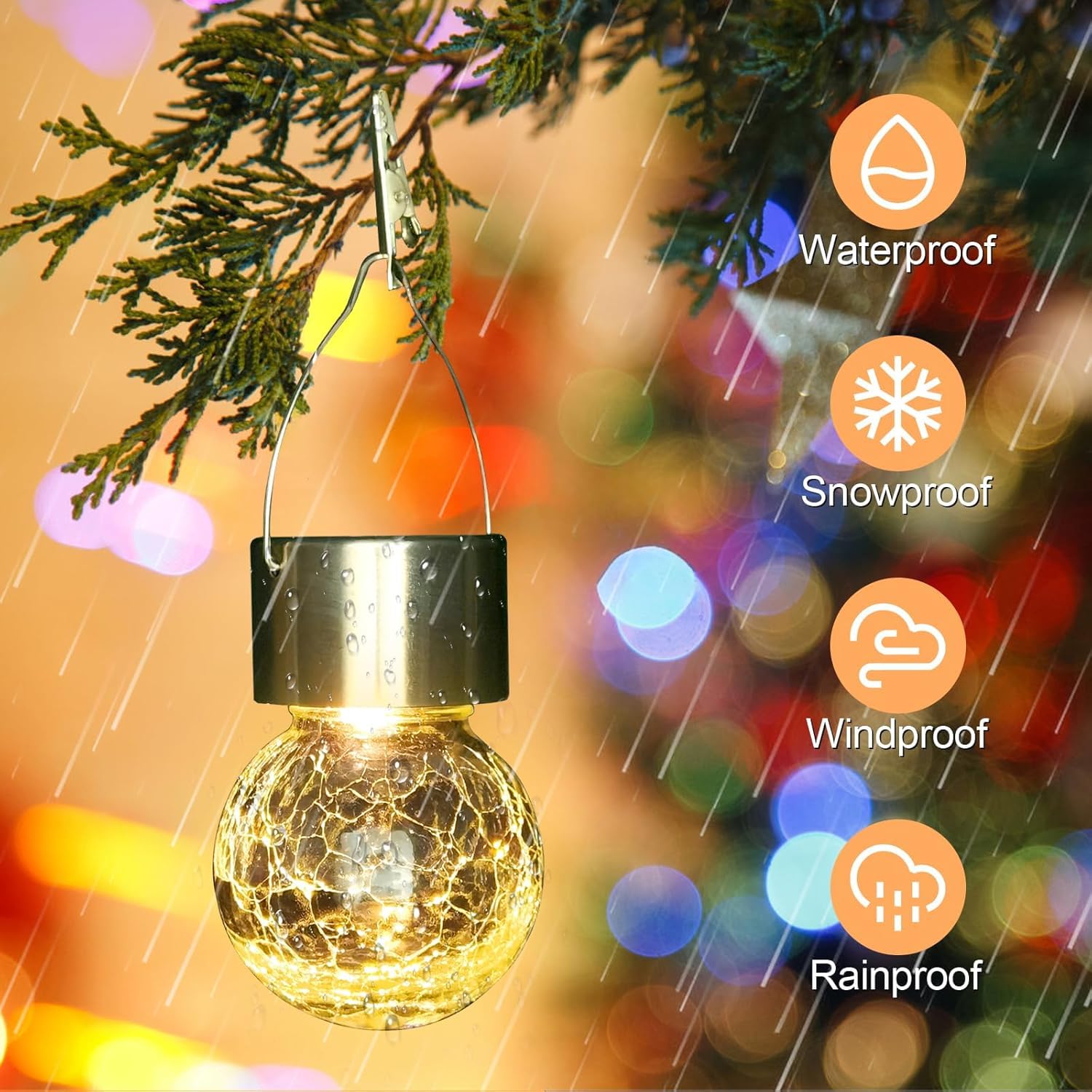 Ahongem Solar Hanging Lights Decor For Outside: Garden Light Waterproof For Yard Outdoor Decorations - 12 Pack Led White Glass Globe Balls Lighting Patio Tree Camping Party Decorative