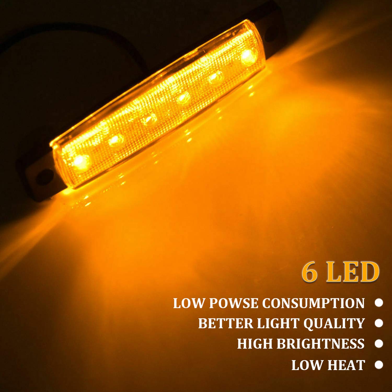 PSEQT LED Boat Interior Lights - Waterproof Courtesy Light Strip, Amber, 10Pcs, PC Lens for Fishing, Pontoon, Kayak, Yacht, Sailboat
