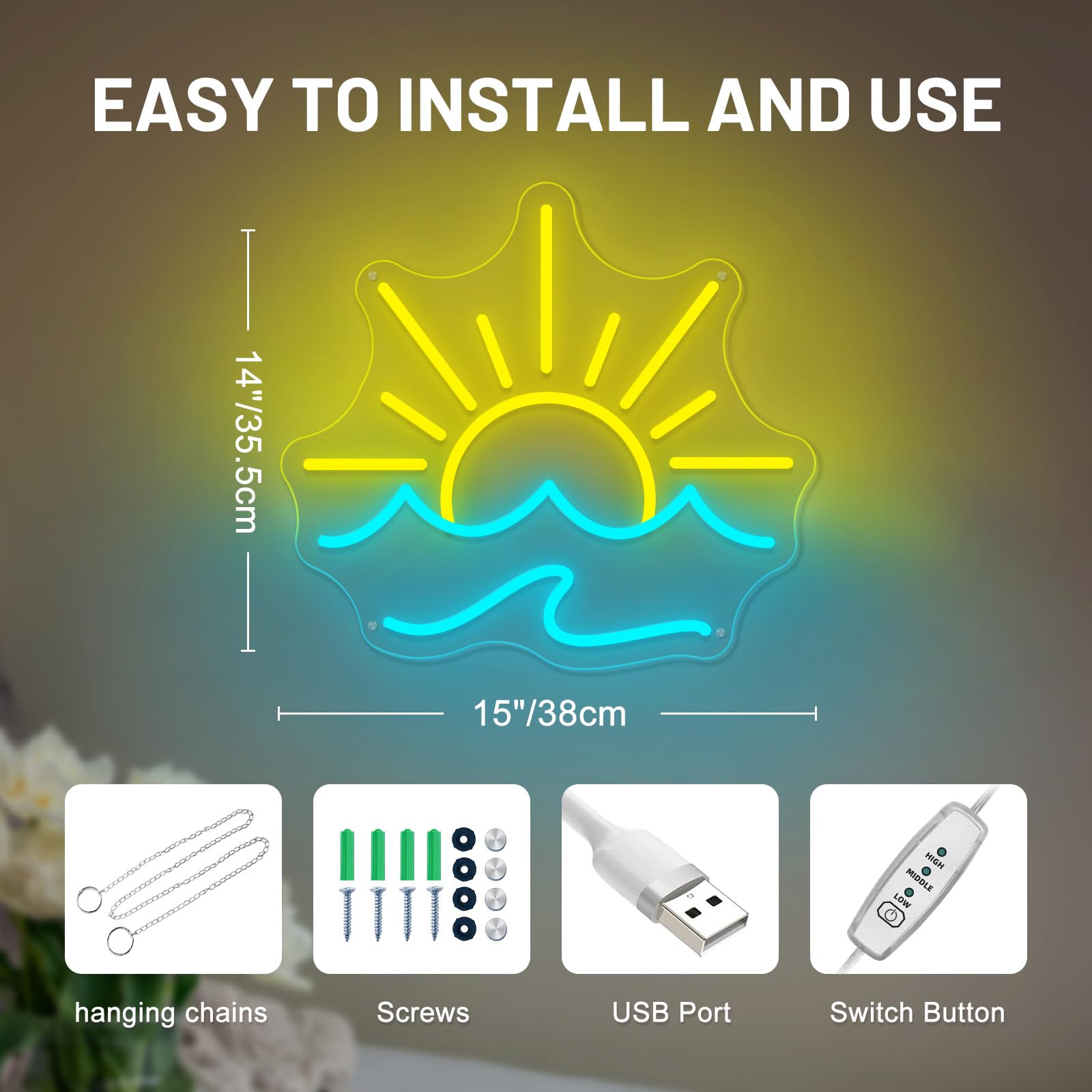 Sunrise Sunset Neon Sign Sun Wave Neon Signs For Wall Decor  Sun Night Light With Dimmable Usb Powered Led Neon Ligh Best Gifts For Kids