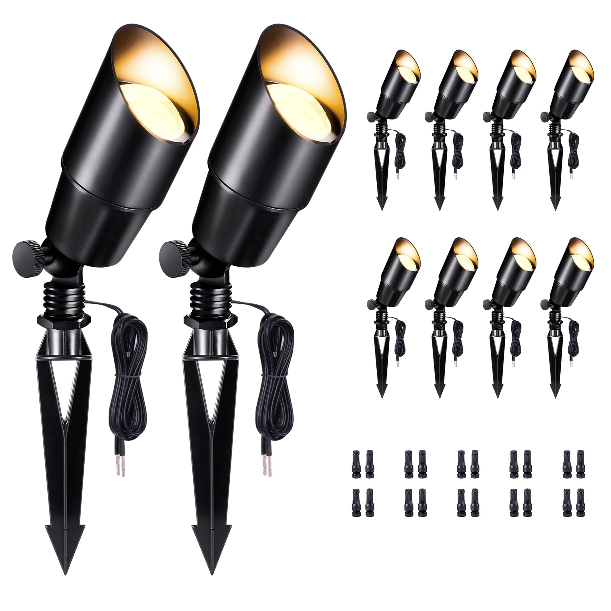 Varmtalys Black 12V Landscape Spotlight, LED Low Voltage Outdoor Light, Aluminum Uplight for Plant Fence Sign Outside Decoration