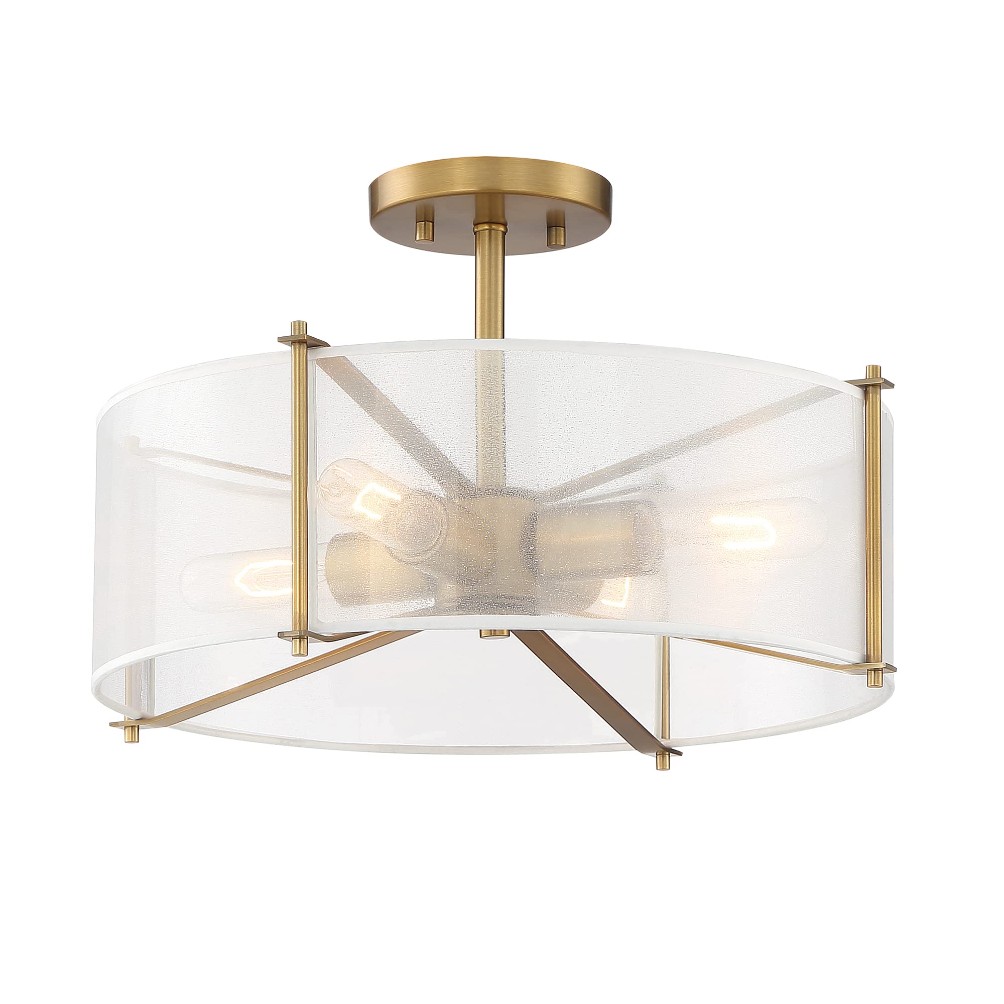 DESIGNERS FOUNTAIN Daybreak 4-Light Semi Flush Mount Ceiling Light 17.75 in W x 11.25 in H Old Satin Brass Model D223M-SF-OSB