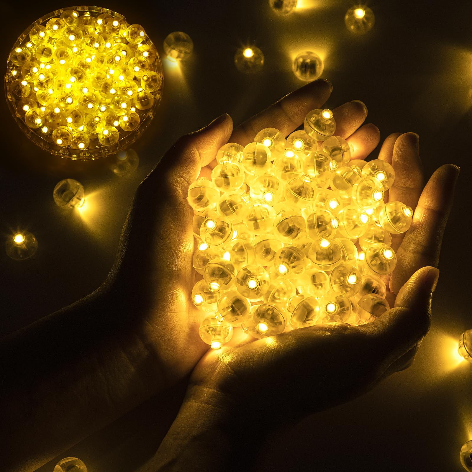 chzk 100pcs Balloon Lights Mini Led Lights Round Long Standby Time Multicolor Ball Light Paper Lantern Balloons Lights for Birthday Party Christmas Halloween Decoration (Warm White, 100 PCS)