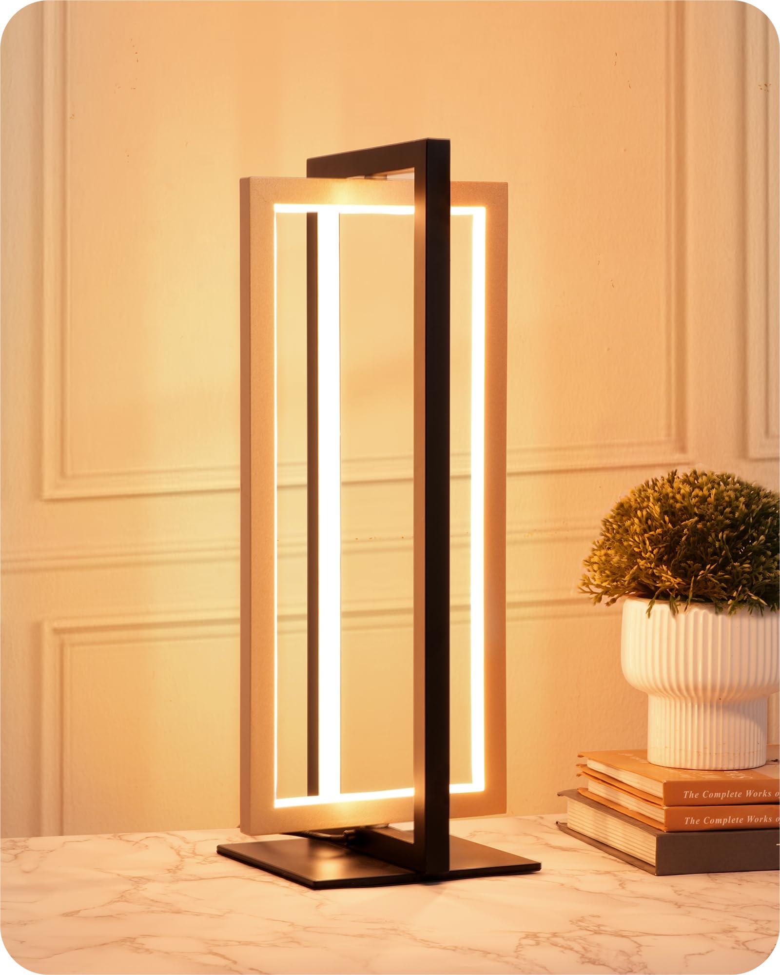 EDISHINE LED Table Lamp, 3 Color Temperatures (3000K-6000K), Dimmable, Gold Metal, Adjustable Angle, Nightstand Light