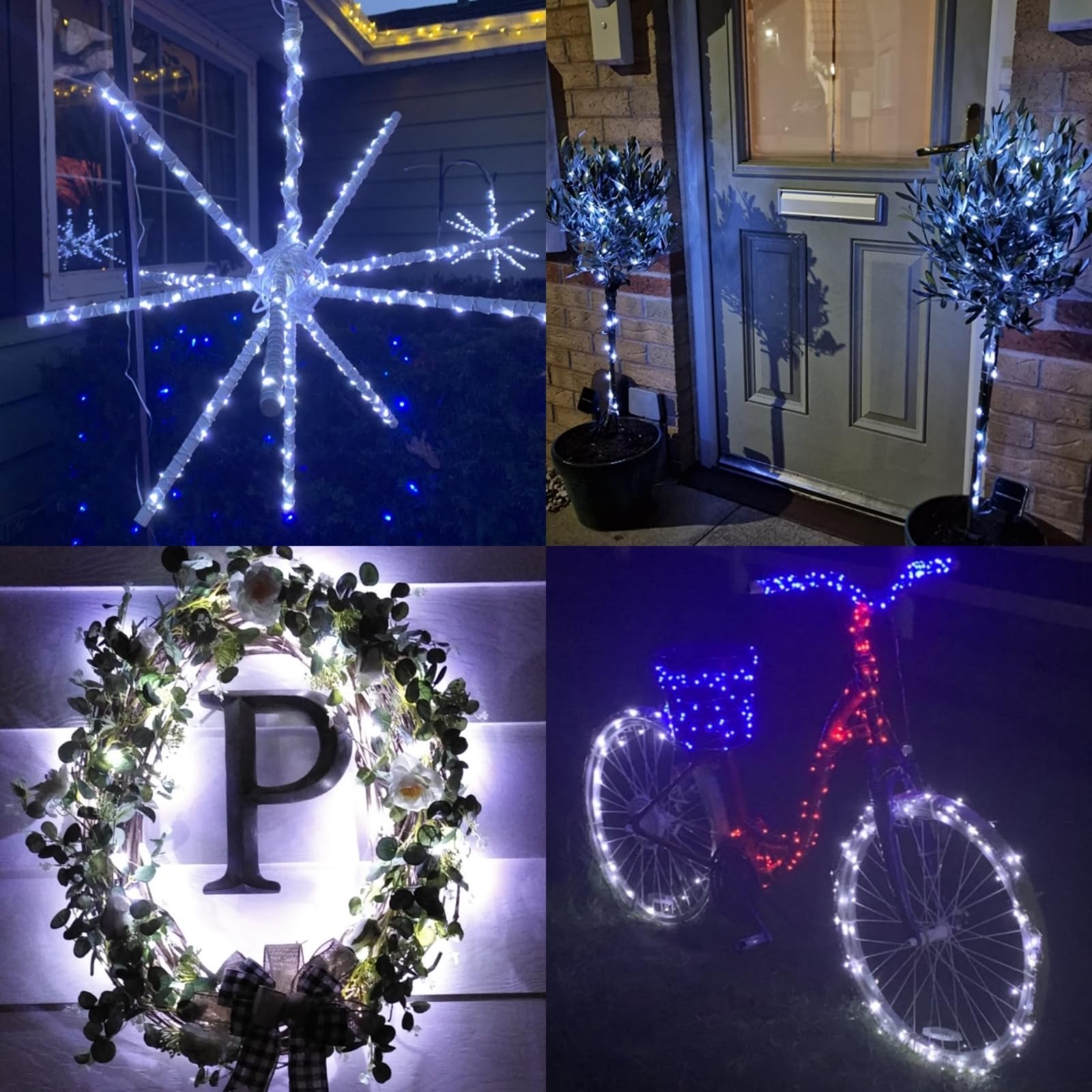 Qitong 144Ft White Solar Fairy Lights, 400Led Outdoor String Lights, 8 Modes, Waterproof