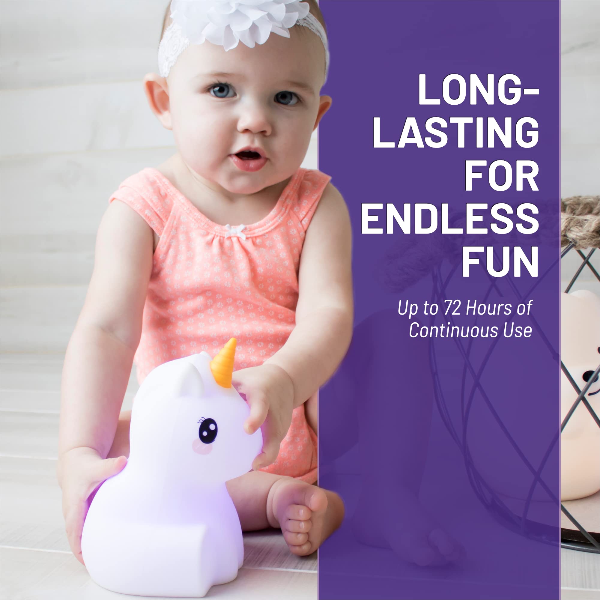 Lumipets Unicorn Night Light, Silicone Kids Lamp, Multicolor, Model JL-323, Cute Nursery Light for Toddlers and Babies