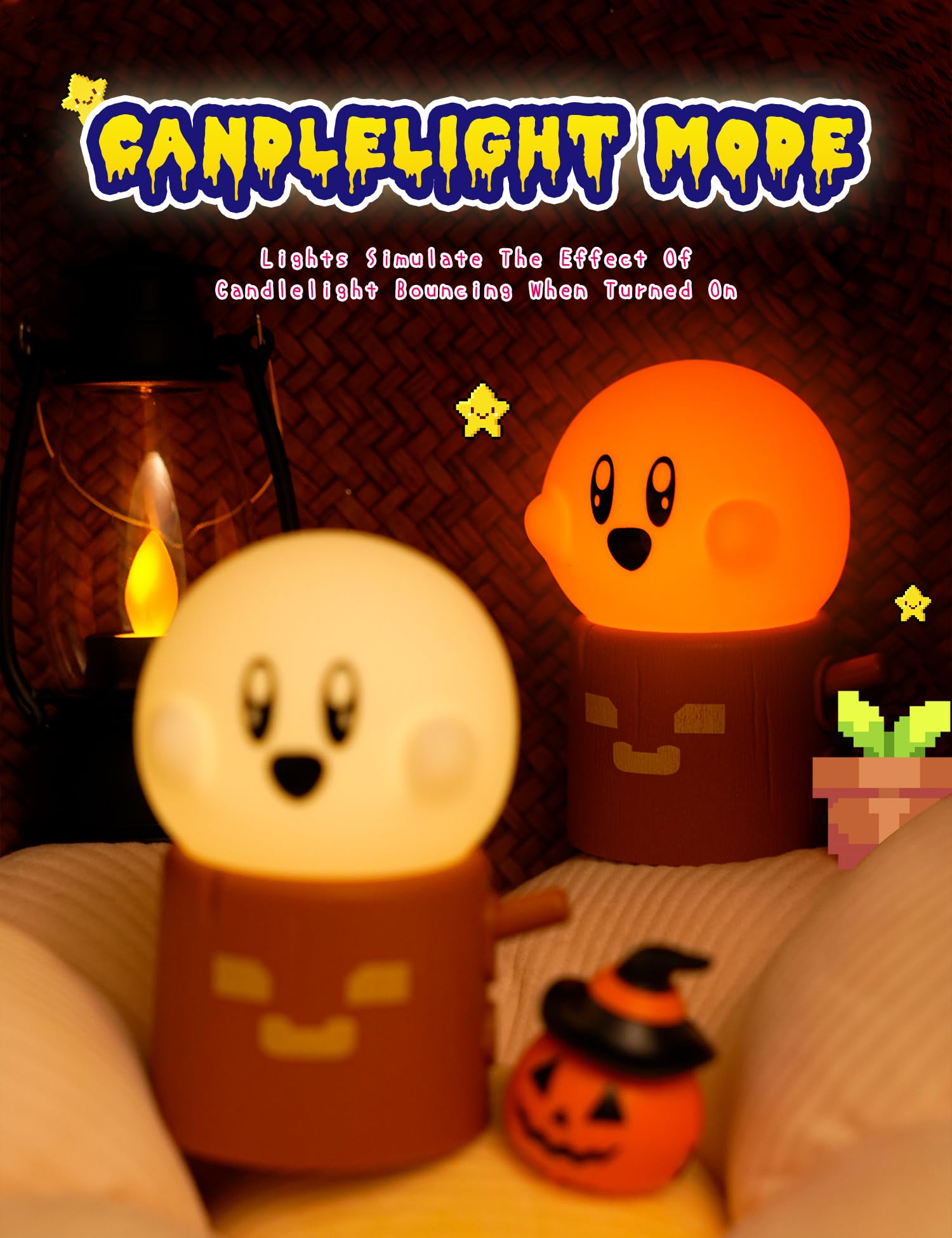 Wanidea Cute Ghost Night Light, Warm Light Rechargeable Stepless Dimming Night Lights For Bedroom, Cute Little Buddy Ghost Anime