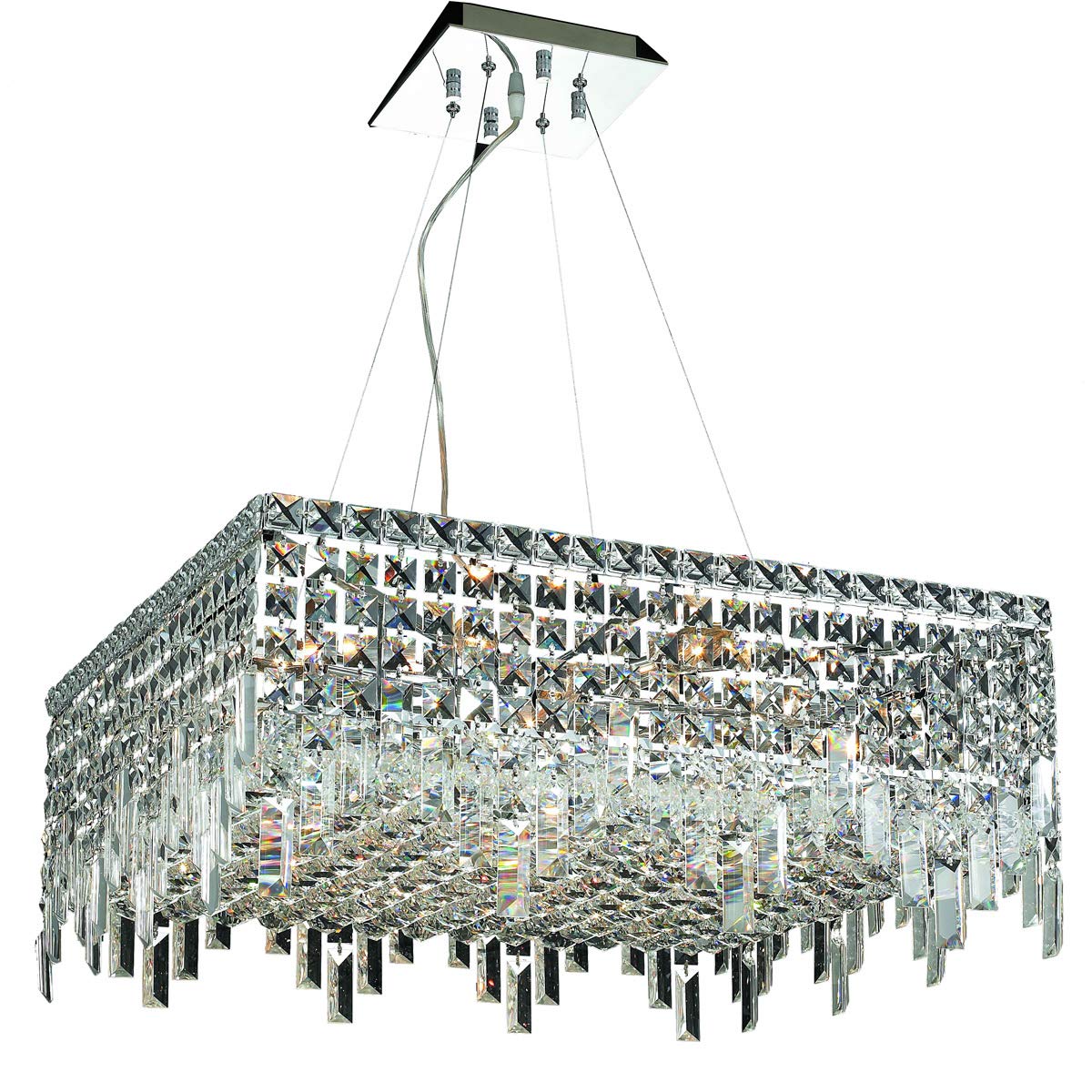 Elegant Lighting 2033D24C/Rc Royal Cut Clear Crystal Maxim 12-Light Crystal Pendant, 24" X 24" X 10.5", Finished In Chrome With Clear Crystals