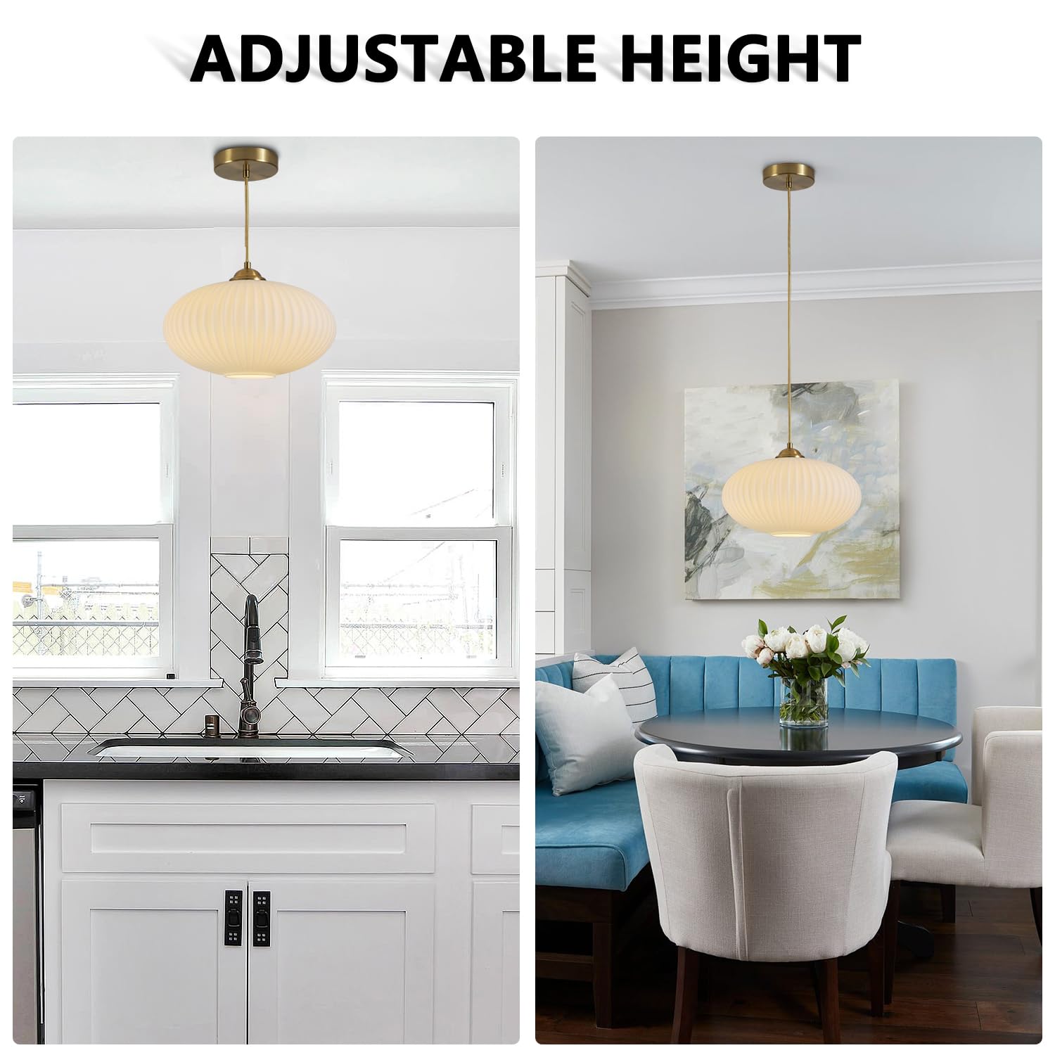 Kco Lighting Mid Century Modern Gold Globe Pendant Lighting Brushed Brass White Opal Glass Pendant Light Antique Farmhouse Singl