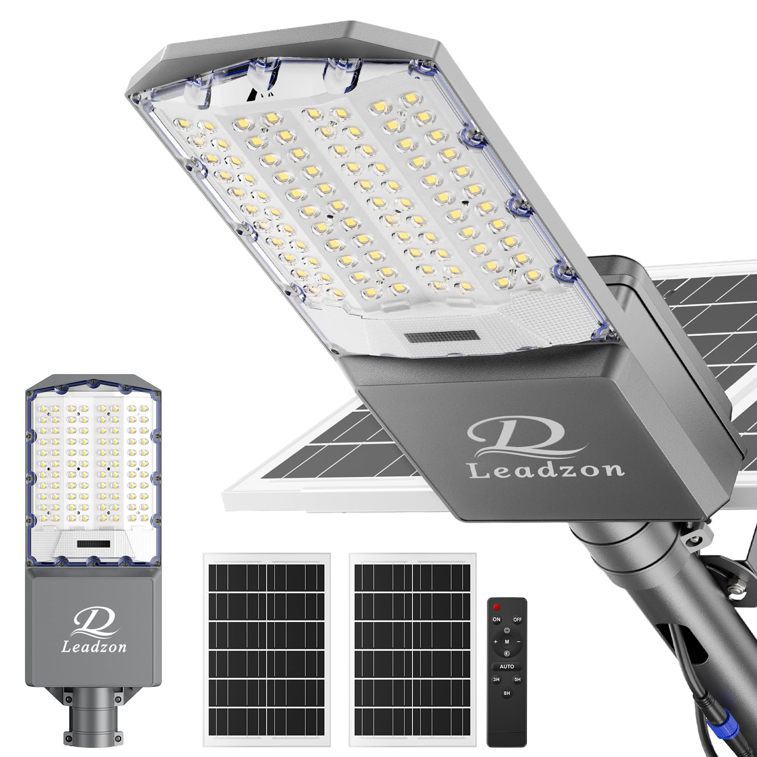 Leadzon Solar Street Lights Outdoor Waterproof, 650000LM Super Bright LED Beads Commercial Solar Flood Lights with Remote Contro