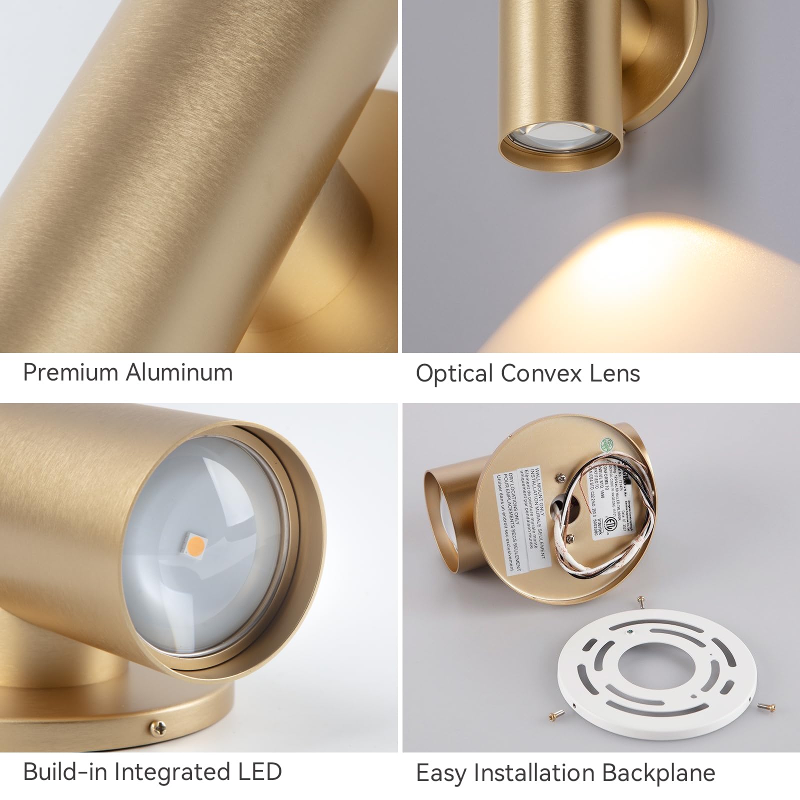 Tubicen Up And Down Wall Sconce Indoor, Dimmable Movie Theater Lights For Wall, 7W 3000K Bright Cylinder Hallway Stairway Sconce