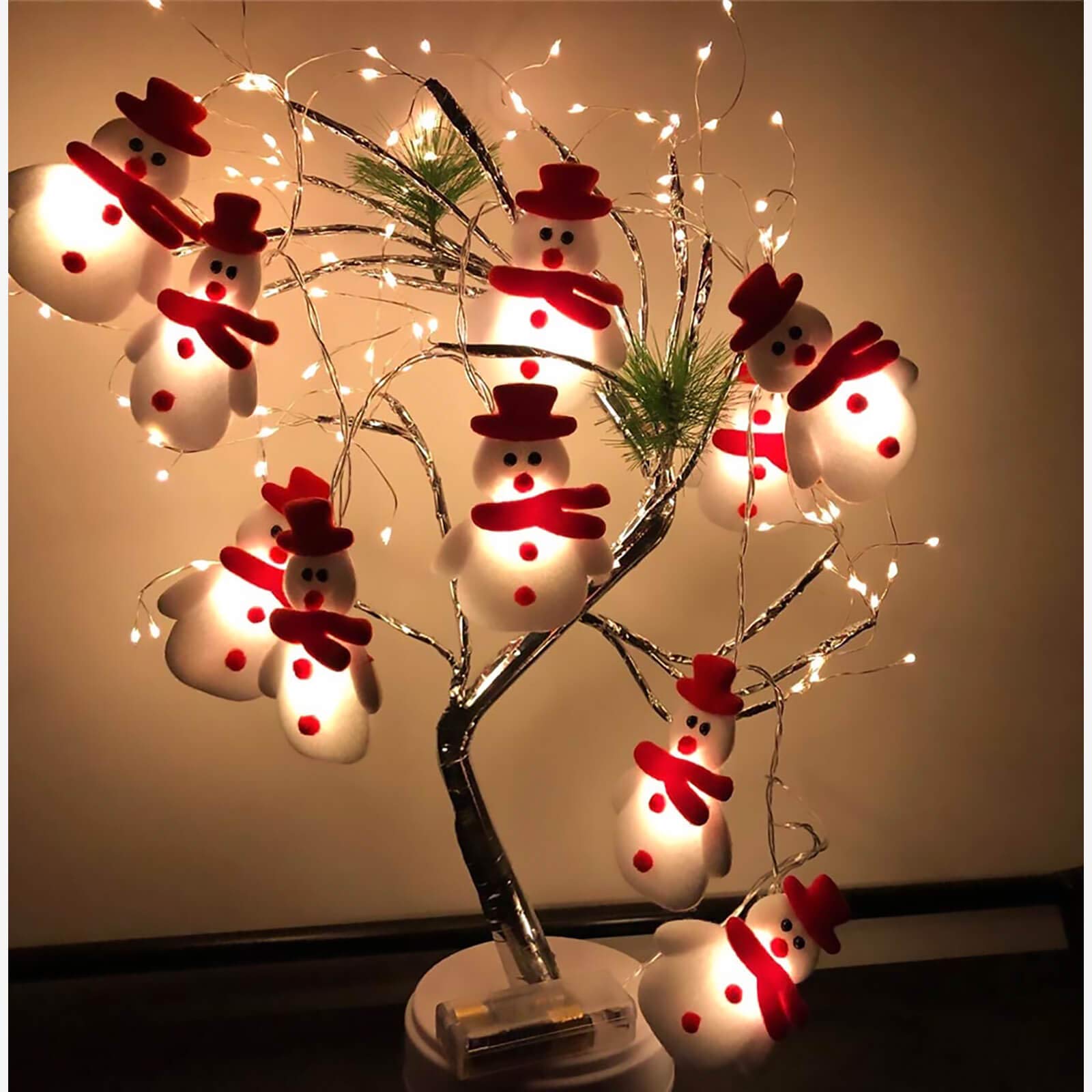 ZAUGONTW Christmas Snowman String Lights - 10 LEDs 5.4ft Waterproof Light Up String Lights, Short Plush Lights for Christmas Dec