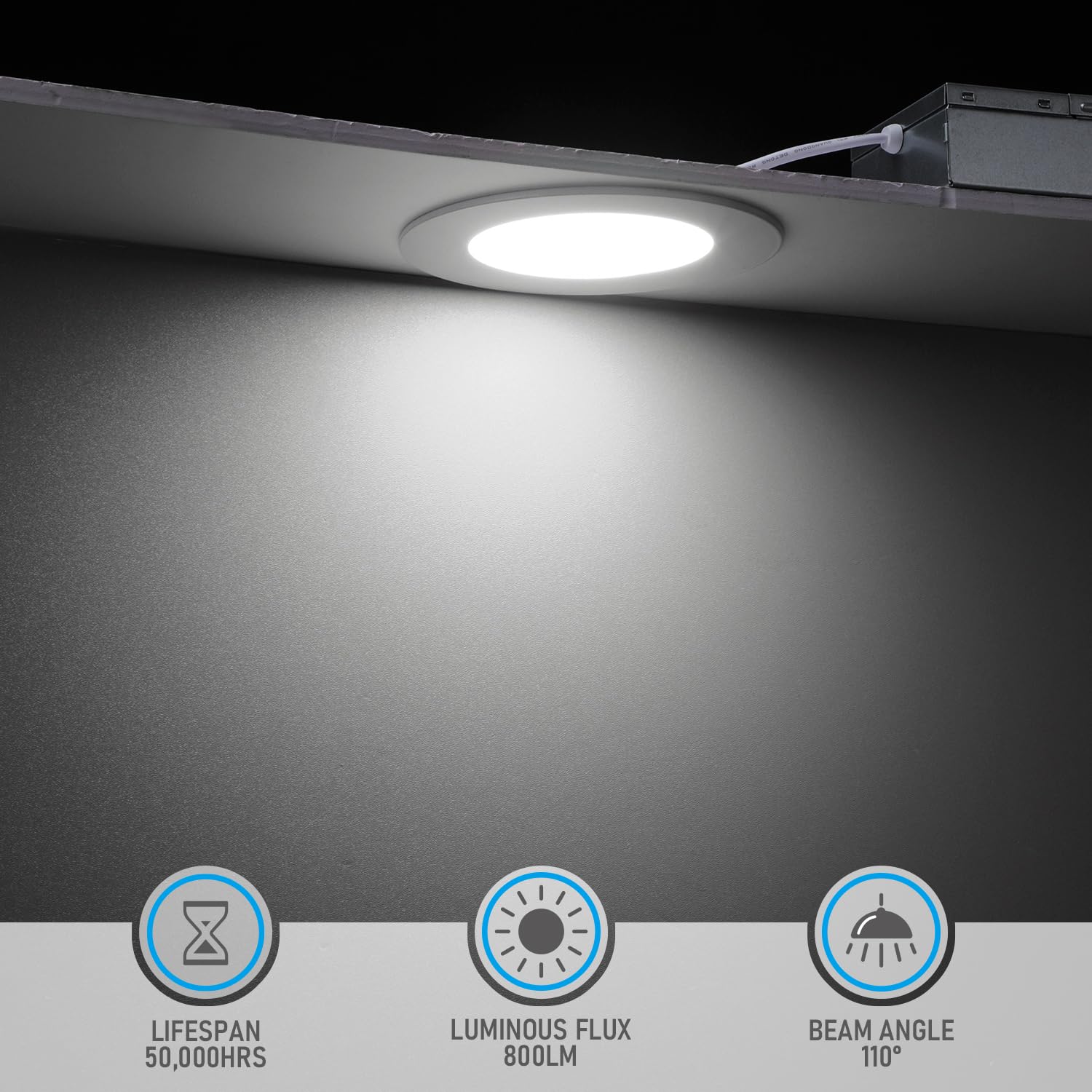 Torchstar Basic Series 12-Pack 4 Inch Ultra-Thin Led Recessed Lighting With Junction Box, Cri90, Aluminum, 5000K Daylight, 5%-10