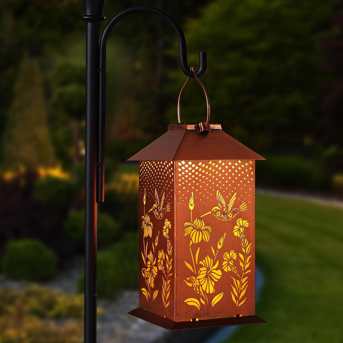 Hummingbird Solar Lantern Outdoor Waterproof Hanging Lights Hummingbird Garden Decor Birthdays Gifts for Women Mom Grandma Metal